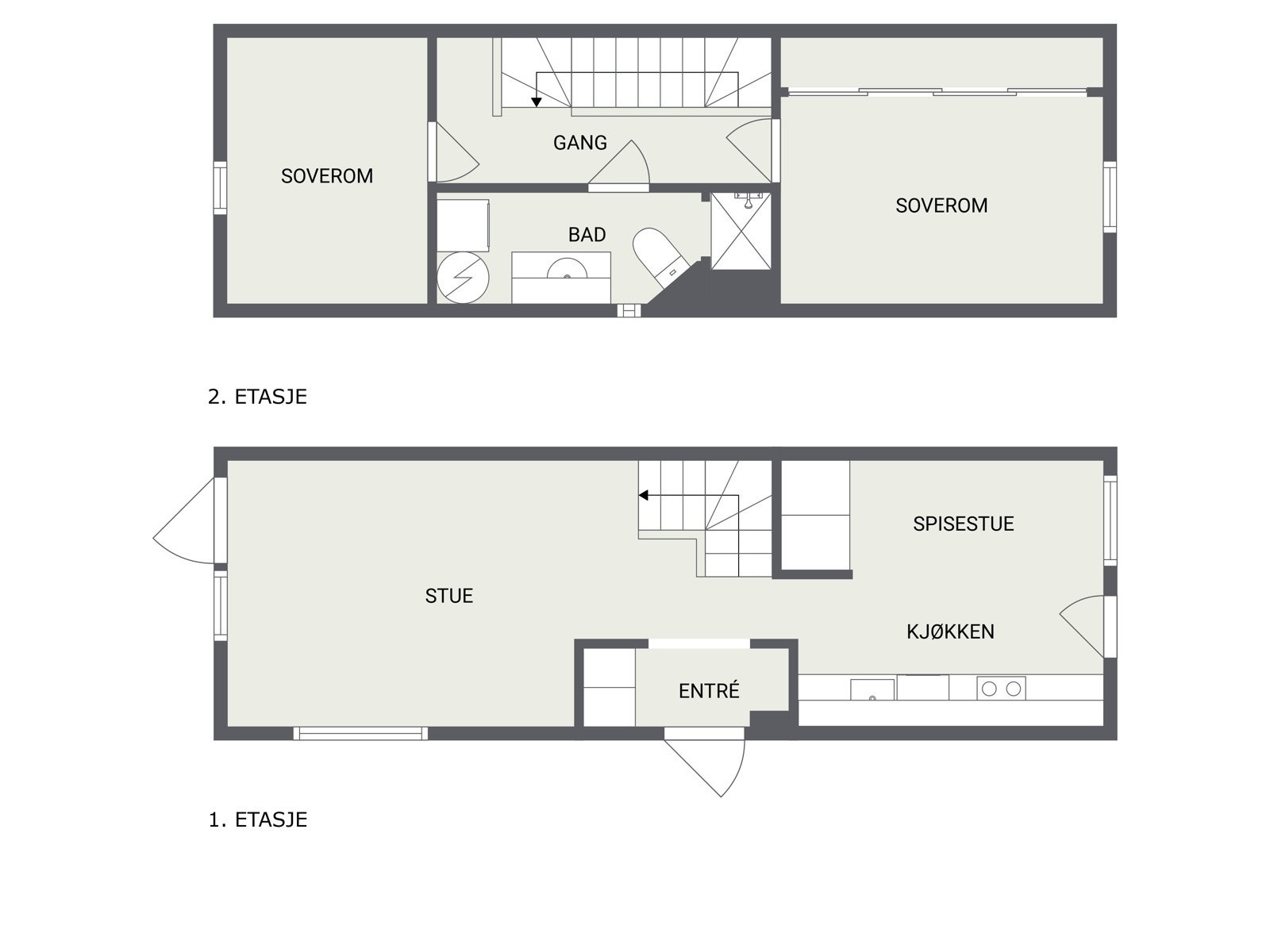 Plantegning begge etasjer. Galleribilde