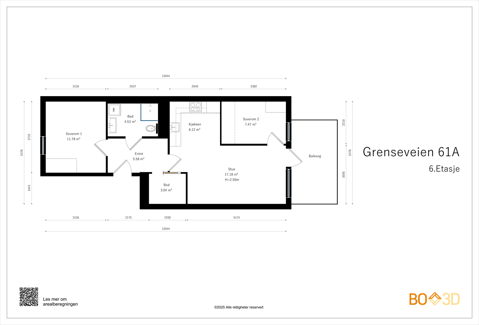 Plantegning med mål. Galleribilde