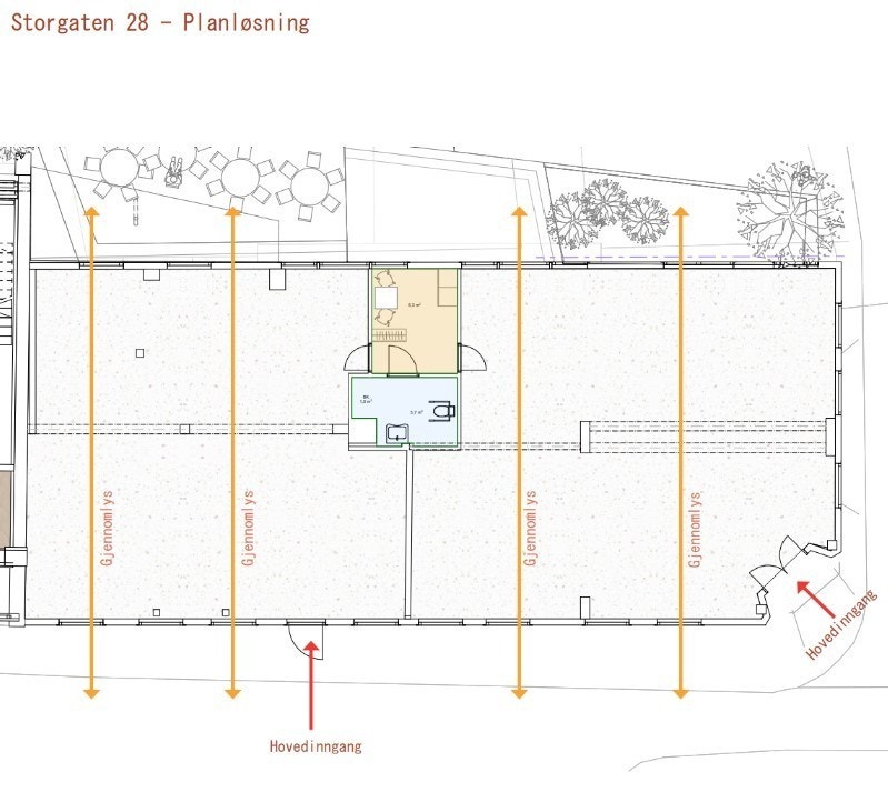 Plantegning Storgaten 28 - To butikklokaler. - 143 kvm BTA og 154 kvm BTA Galleribilde