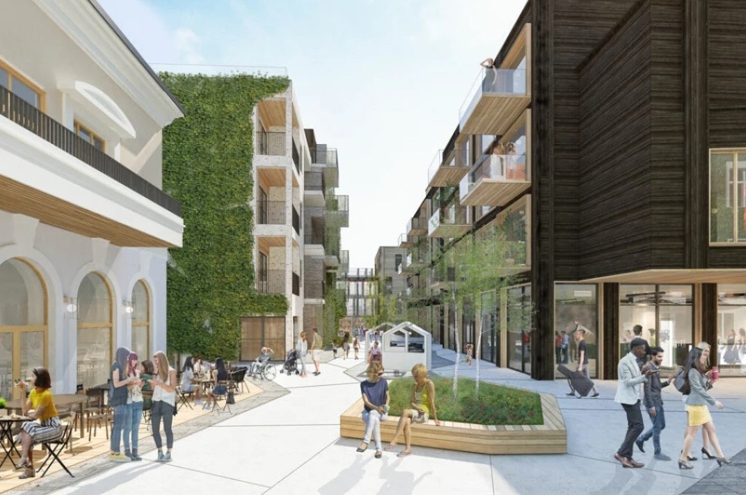 Storgaten 24, 26 og 28 sett fra vest på gateplan Galleribilde