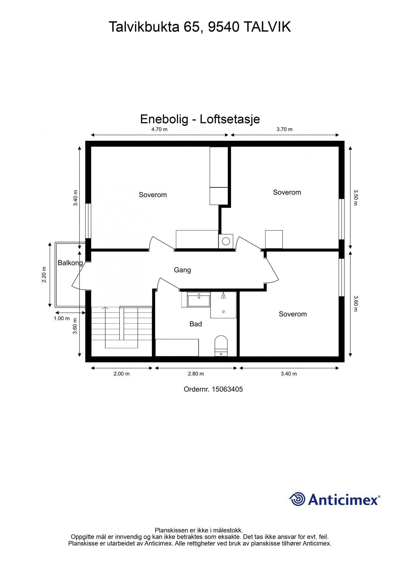 Plantegning loftsetasje. Galleribilde