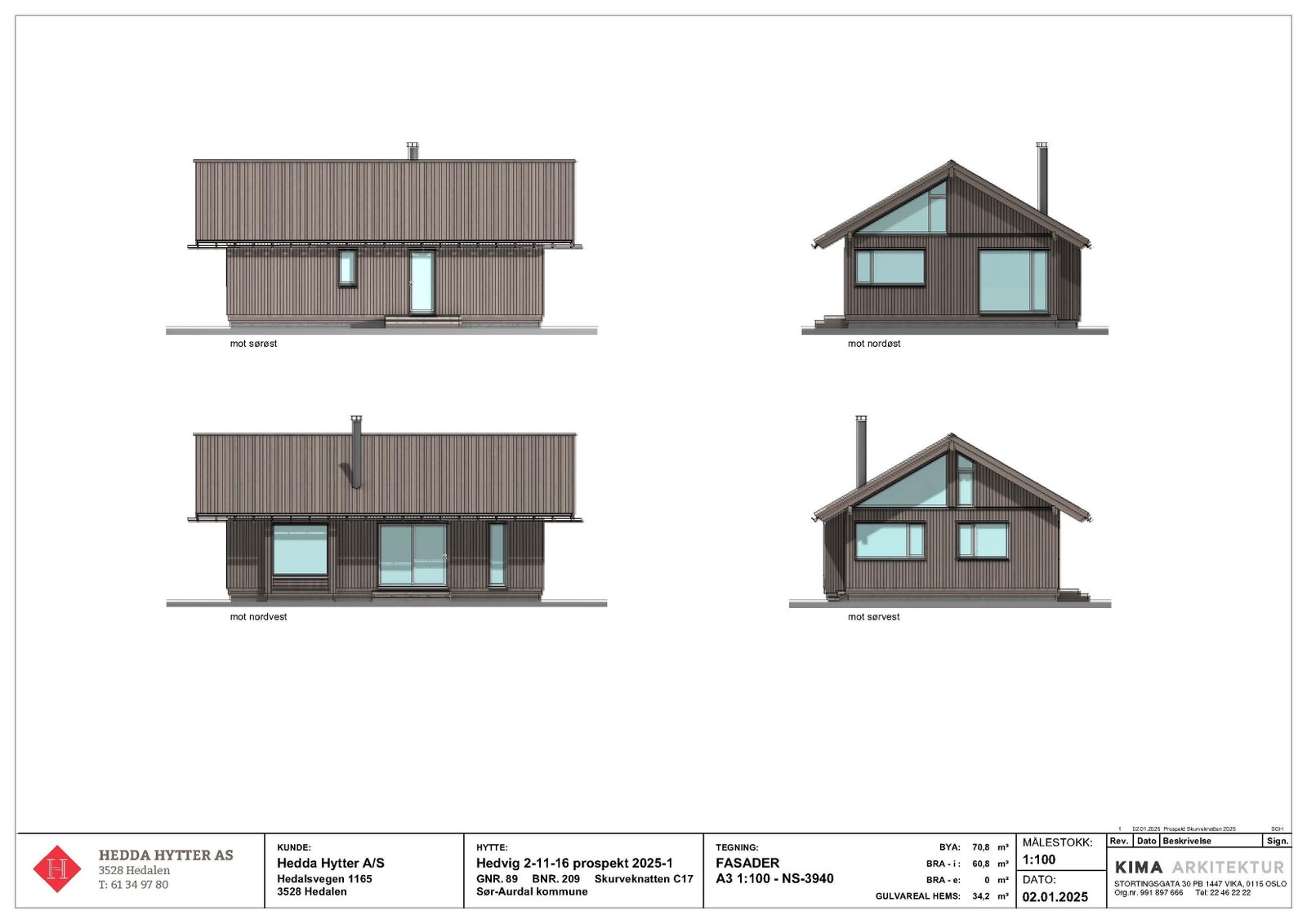 Tegning fasader Galleribilde