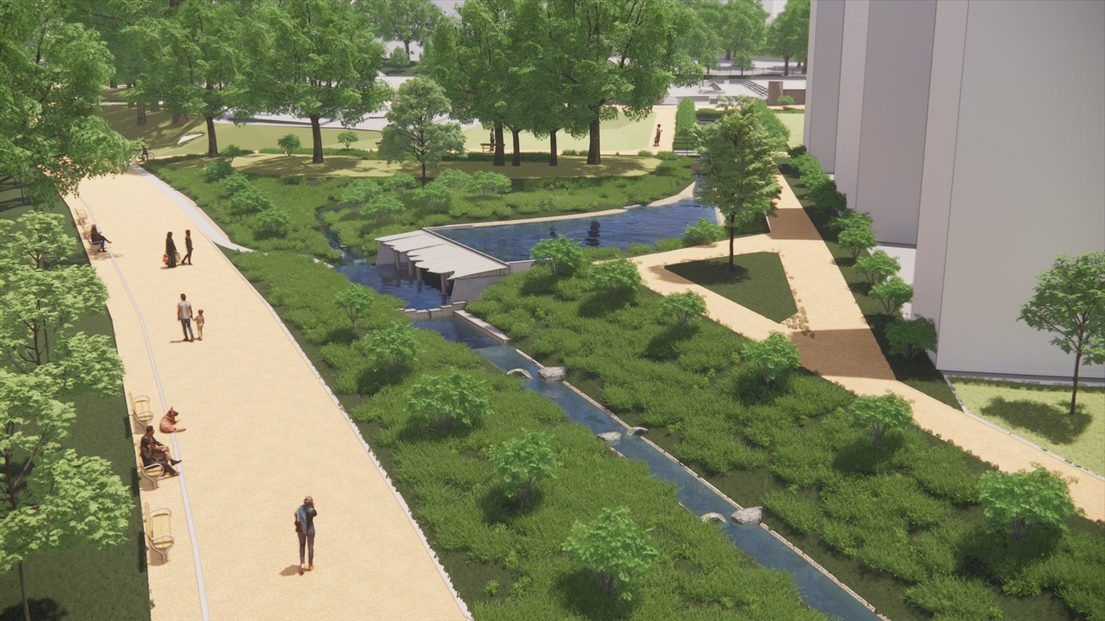 Klosterenga park, illustrasjon fra akritekt LA+. Galleribilde