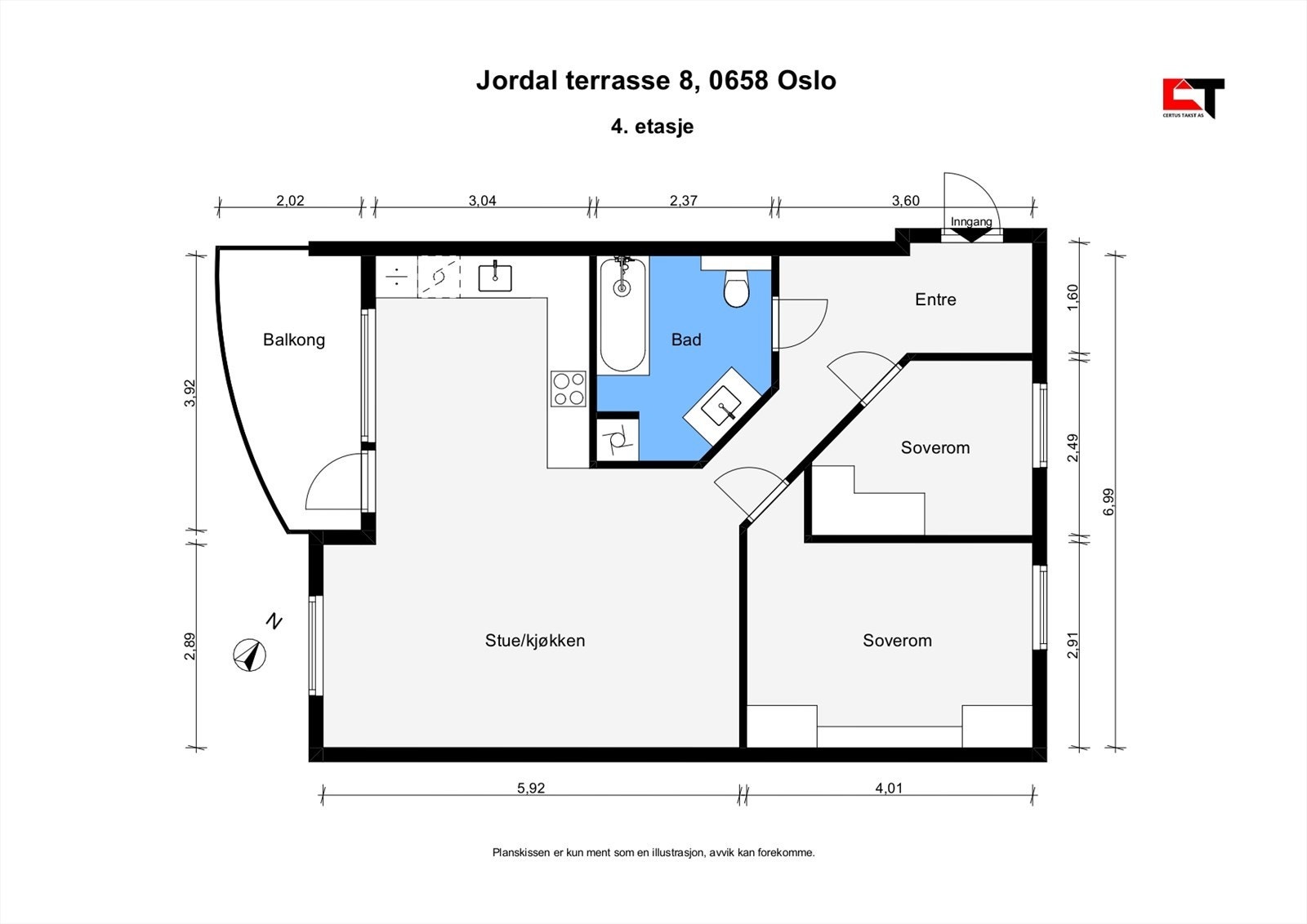 Leiligheten er på 67 m² og ligger i byggets 4. etasje Galleribilde
