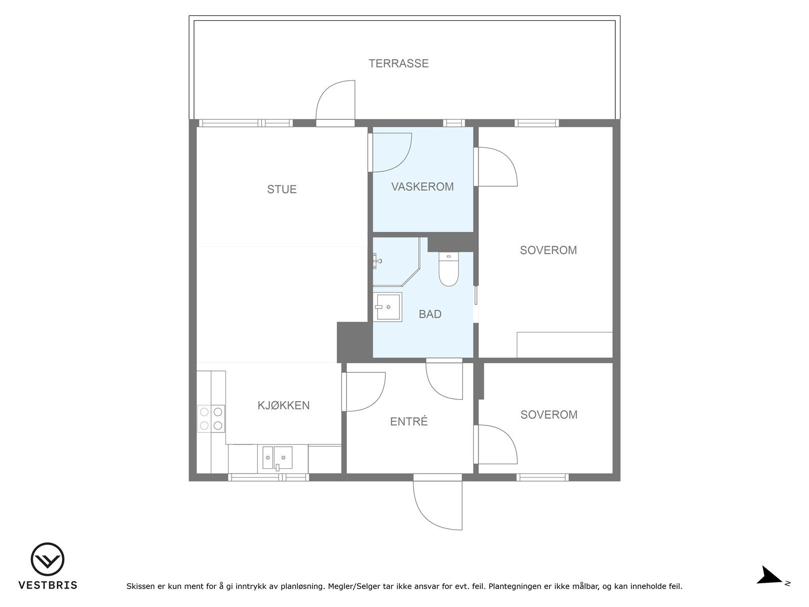 Plantegning ("Vaskerom" er bod/teknisk rom) Galleribilde
