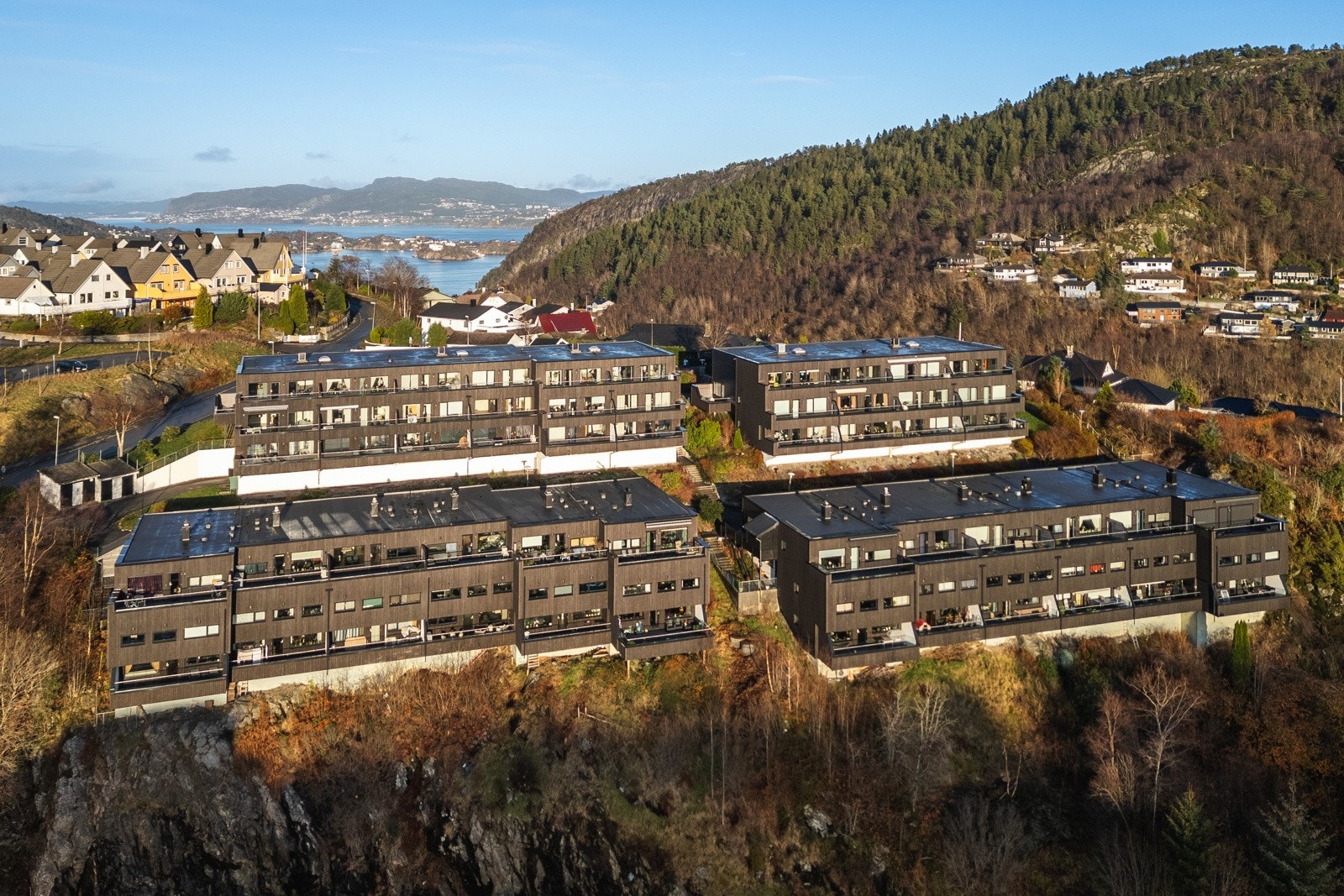 Ikke langt unna boligen starter en av flere stier som tar deg opp til fjelltoppen Lyderhorn. Galleribilde