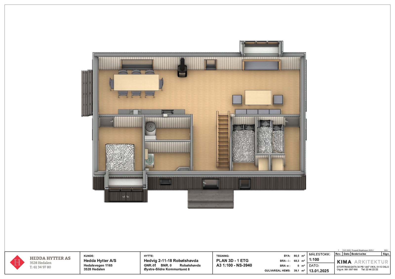 Samme planløsning sett ovenfra fra sør Galleribilde