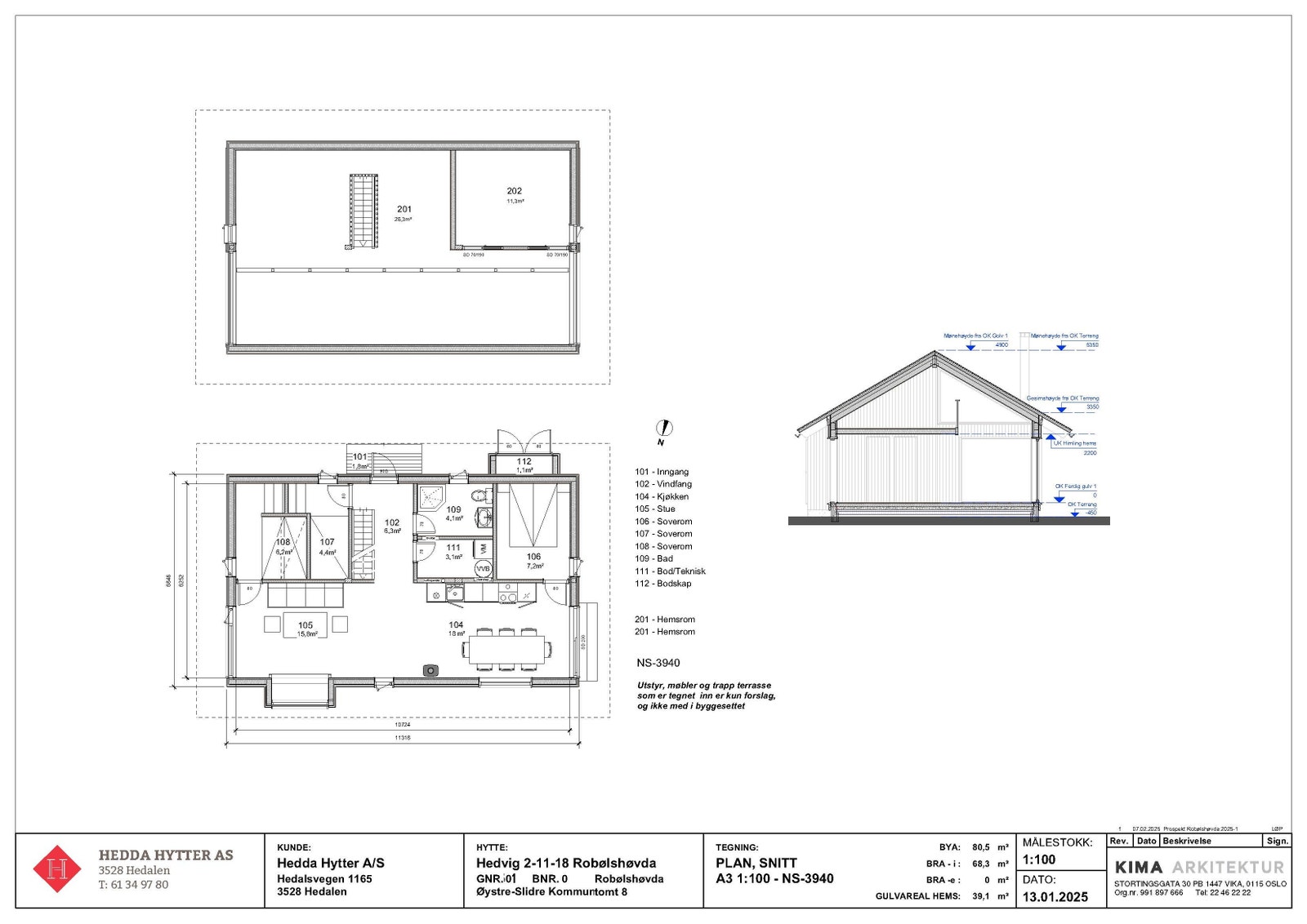 Plantegning av prosjektert Hedvig på tomt 8 Galleribilde