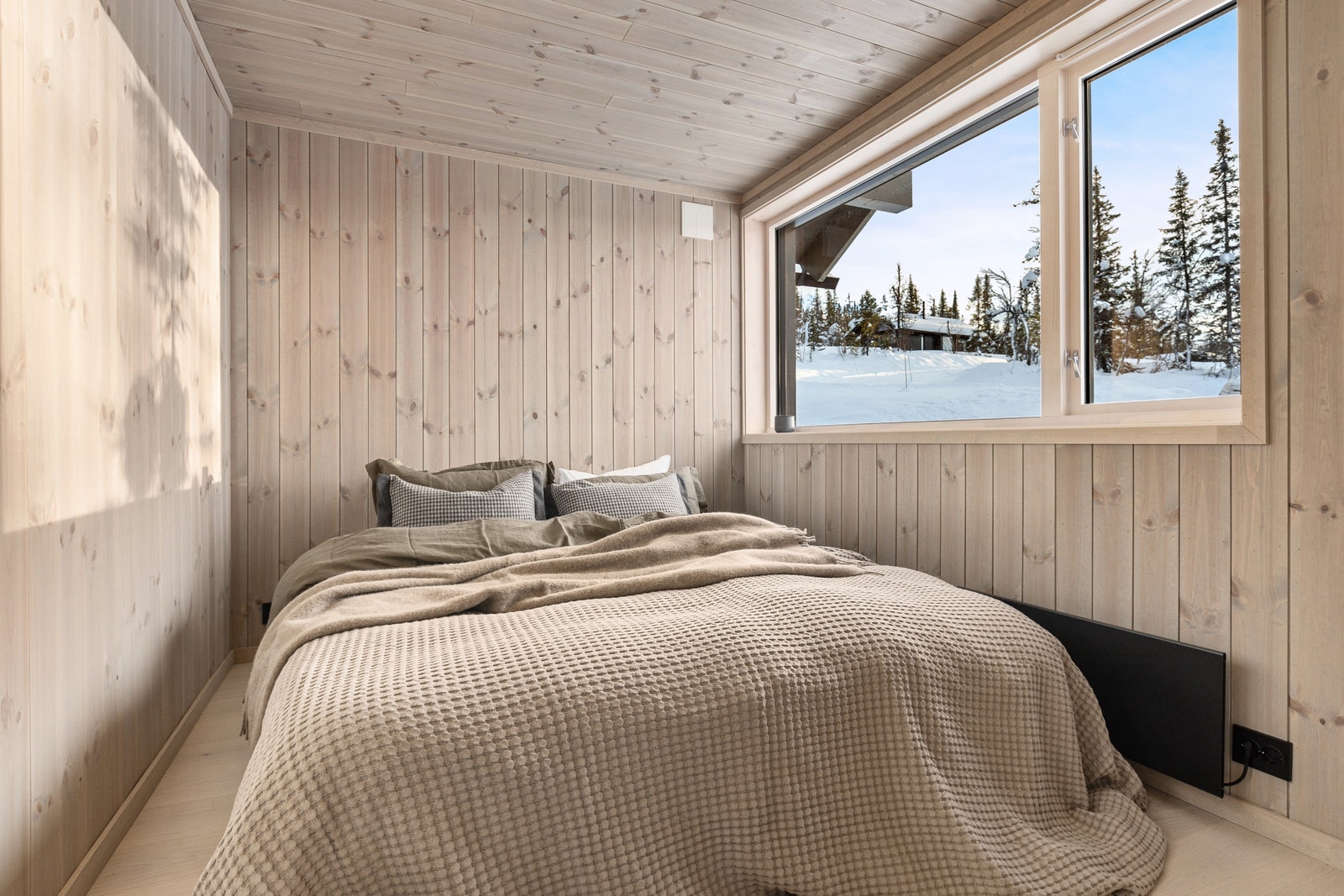 Eksempel på soverom. Her med vindu med bredde 180 cm. Galleribilde