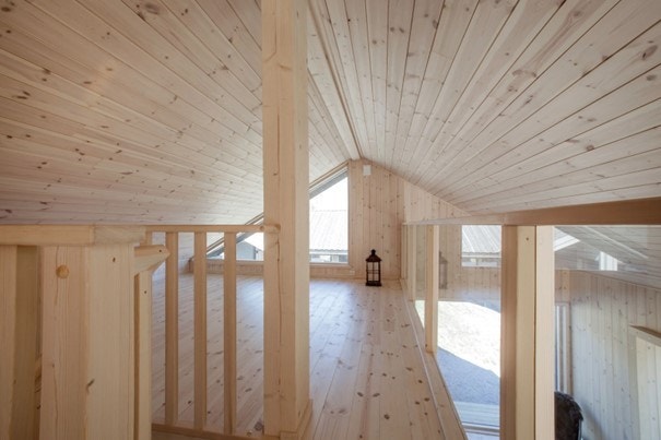 Hemsstue med glassrekkverk mot allrom nede
Illustrasjonsbilde Galleribilde