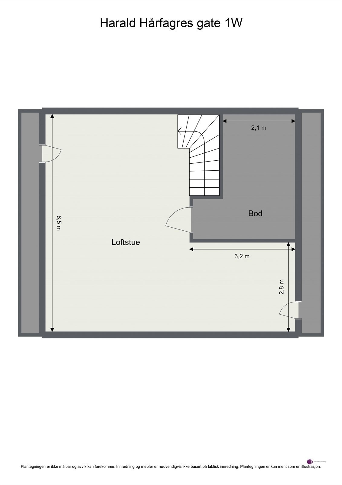 Plantegning loftsetasje. Galleribilde
