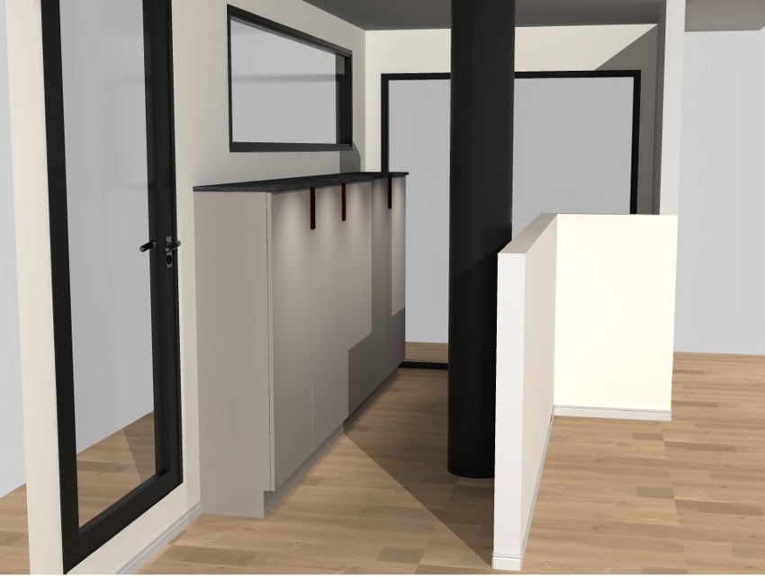 Illustrasjon på garderobe ved trappen i 3. etg. Galleribilde