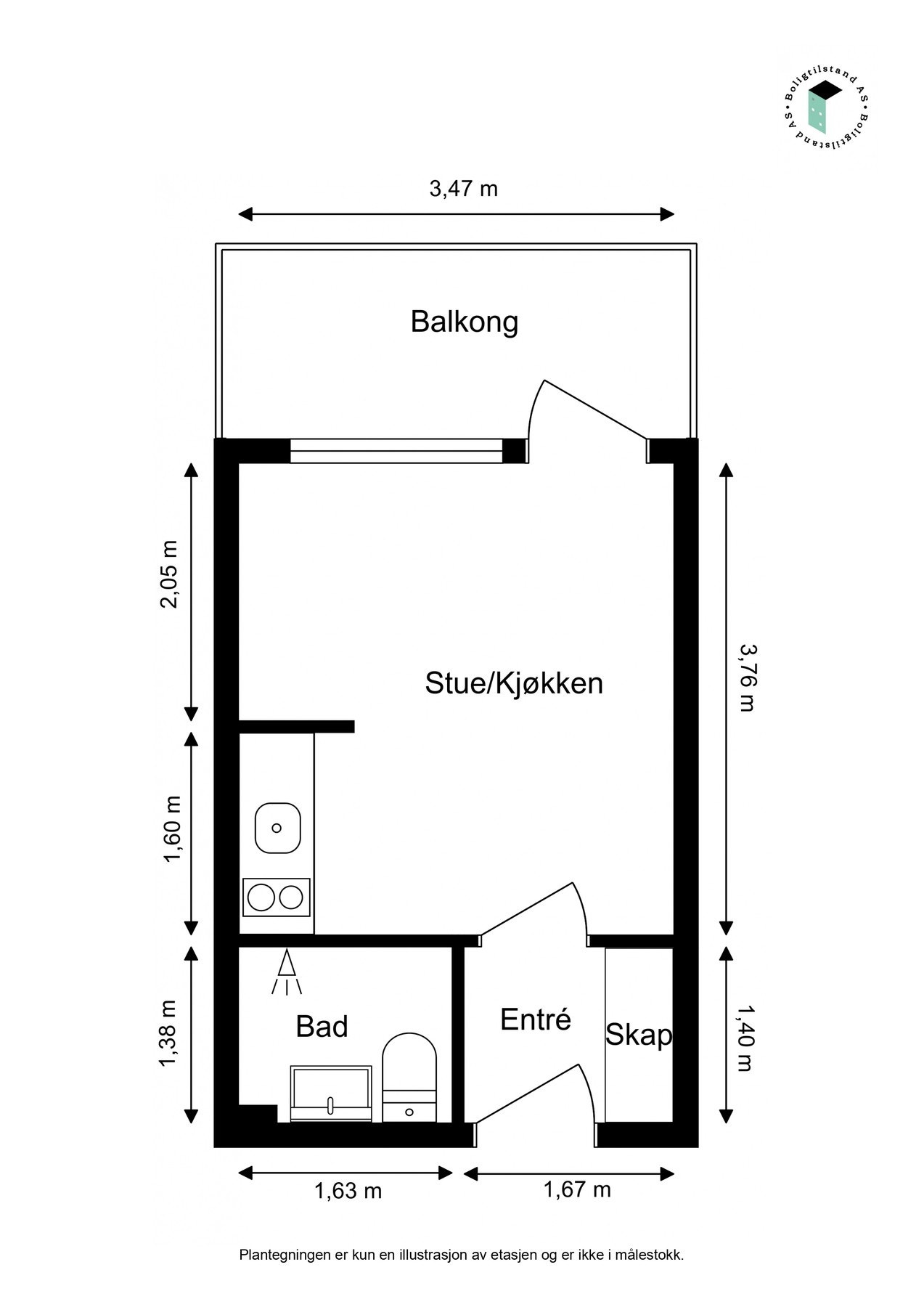 Målsatt plantegning Galleribilde