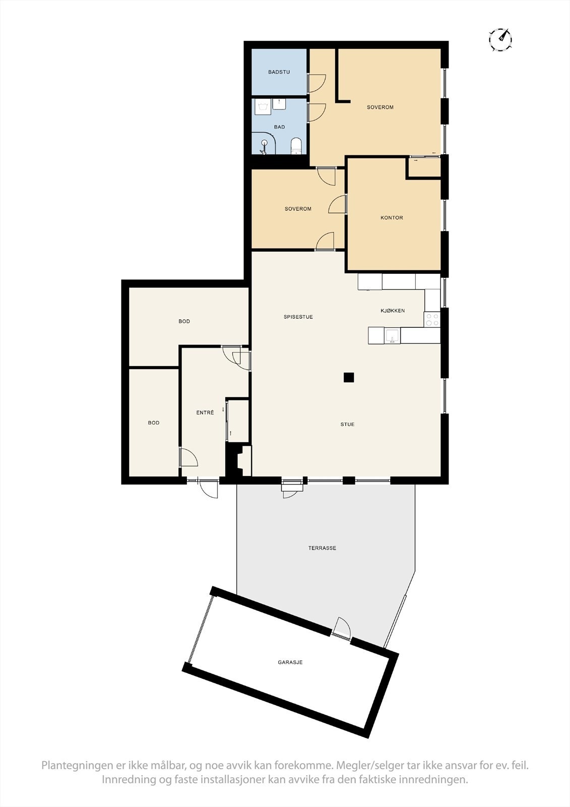 Plantegning U. etasje. Nåværende eier tenker å ta kr 18 500 pr. mnd. i leie, inkl. Internett. Strøm kommer ved siden av. Galleribilde
