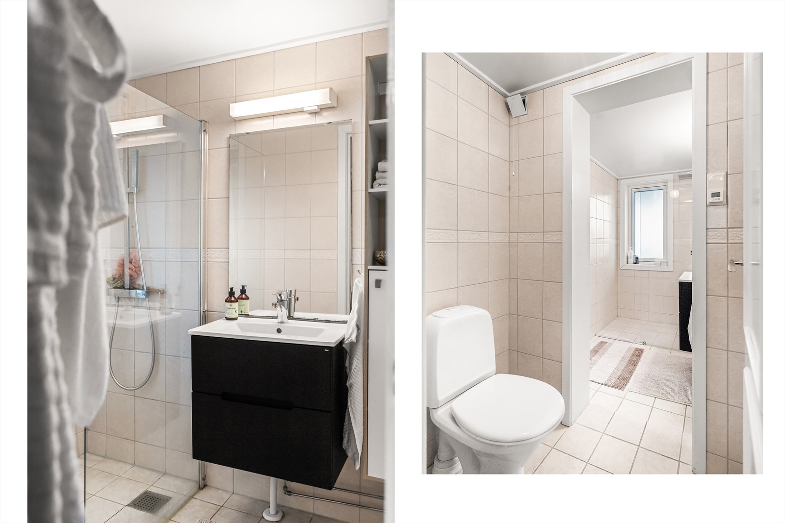 Badet er delvis adskilt fra toalettrommet Galleribilde