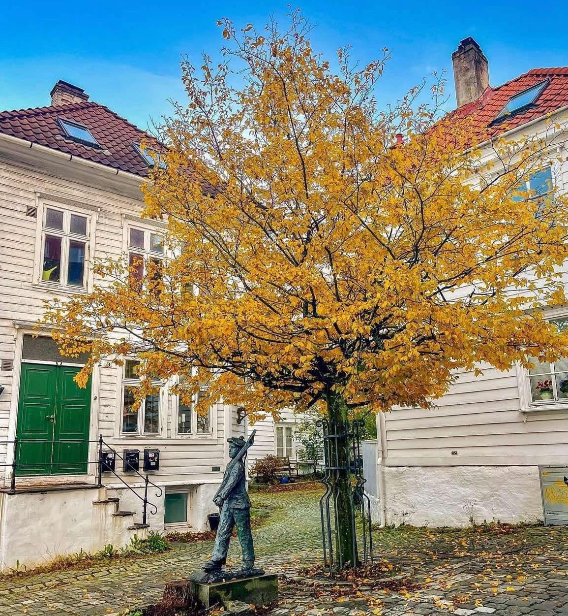 - Selgers bilde. Spaser langs vakker trehusbebyggelse - Galleribilde