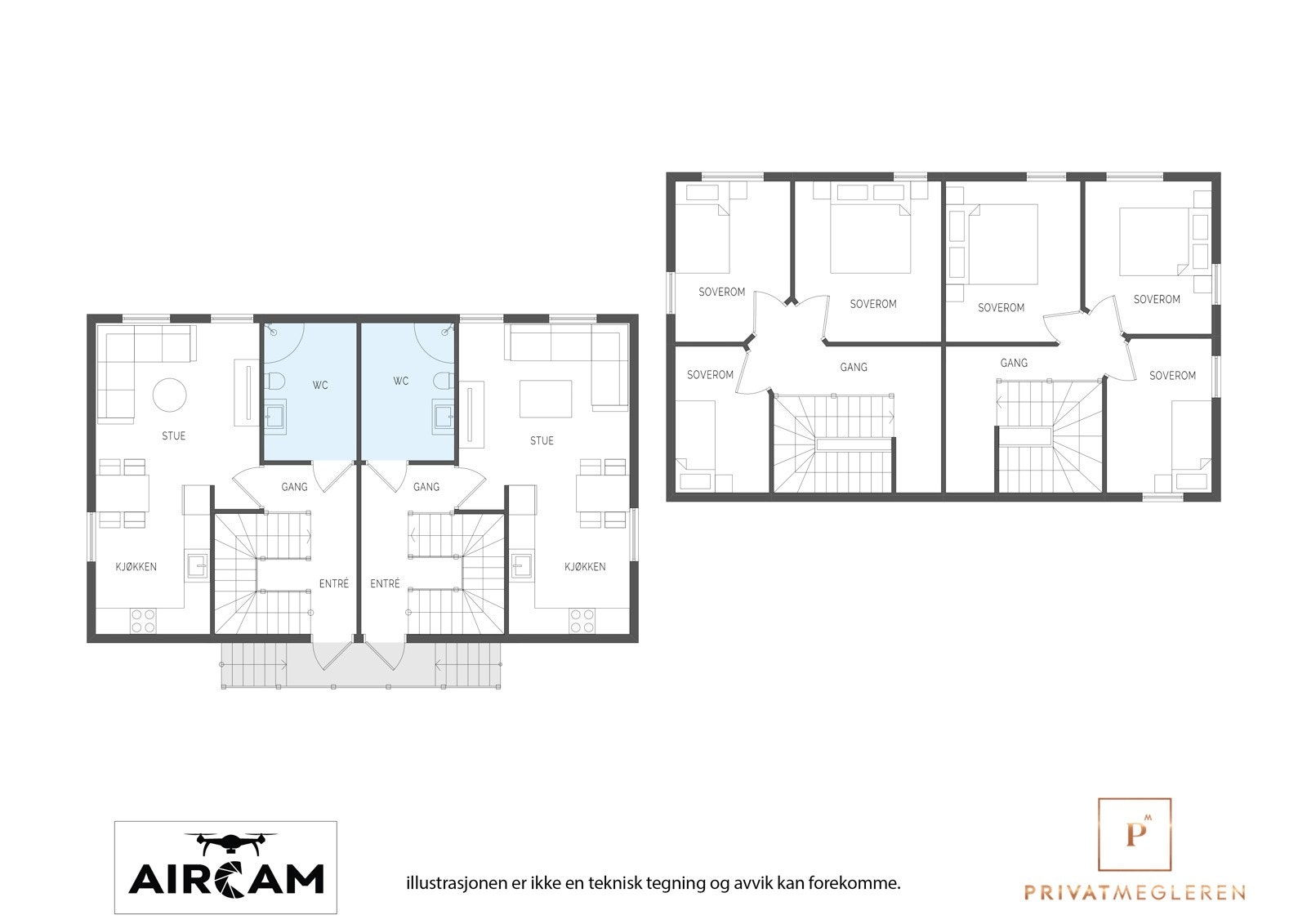 Plantegning 1 og 2 etasje. Galleribilde