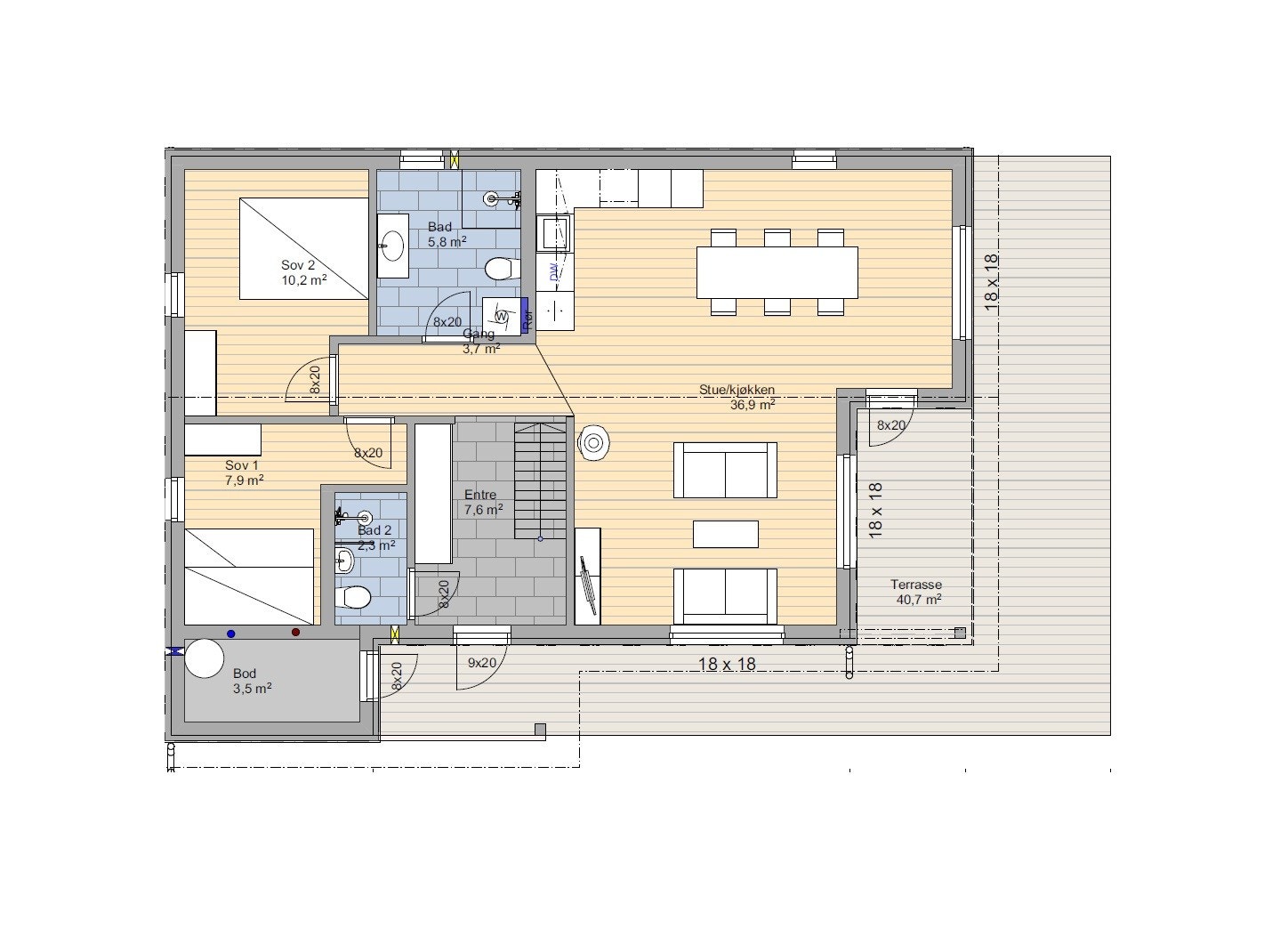 Plantegning 1. etasje Galleribilde