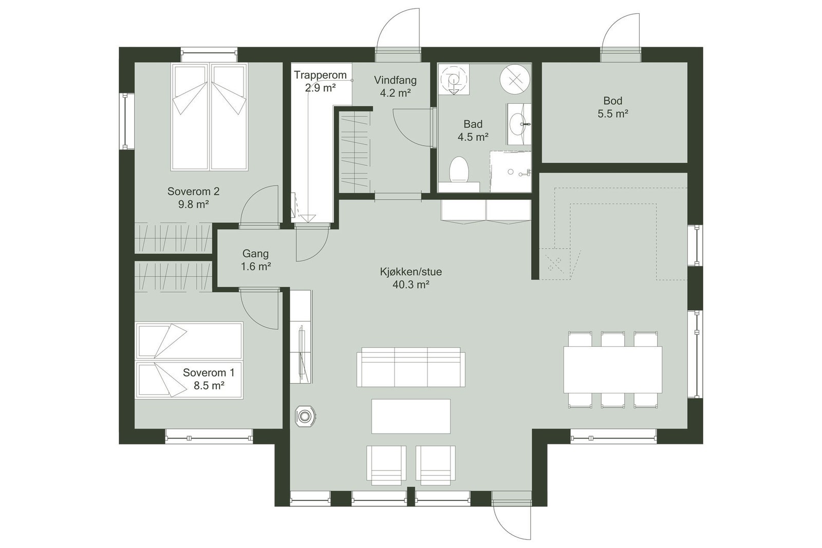 Plan 1.etg Solheim 93 Galleribilde