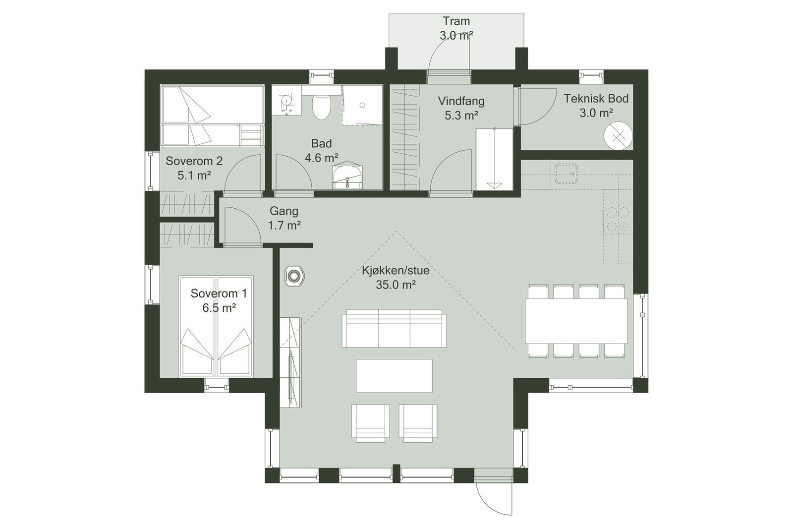 Plan 1.etg Solheim 80 Galleribilde