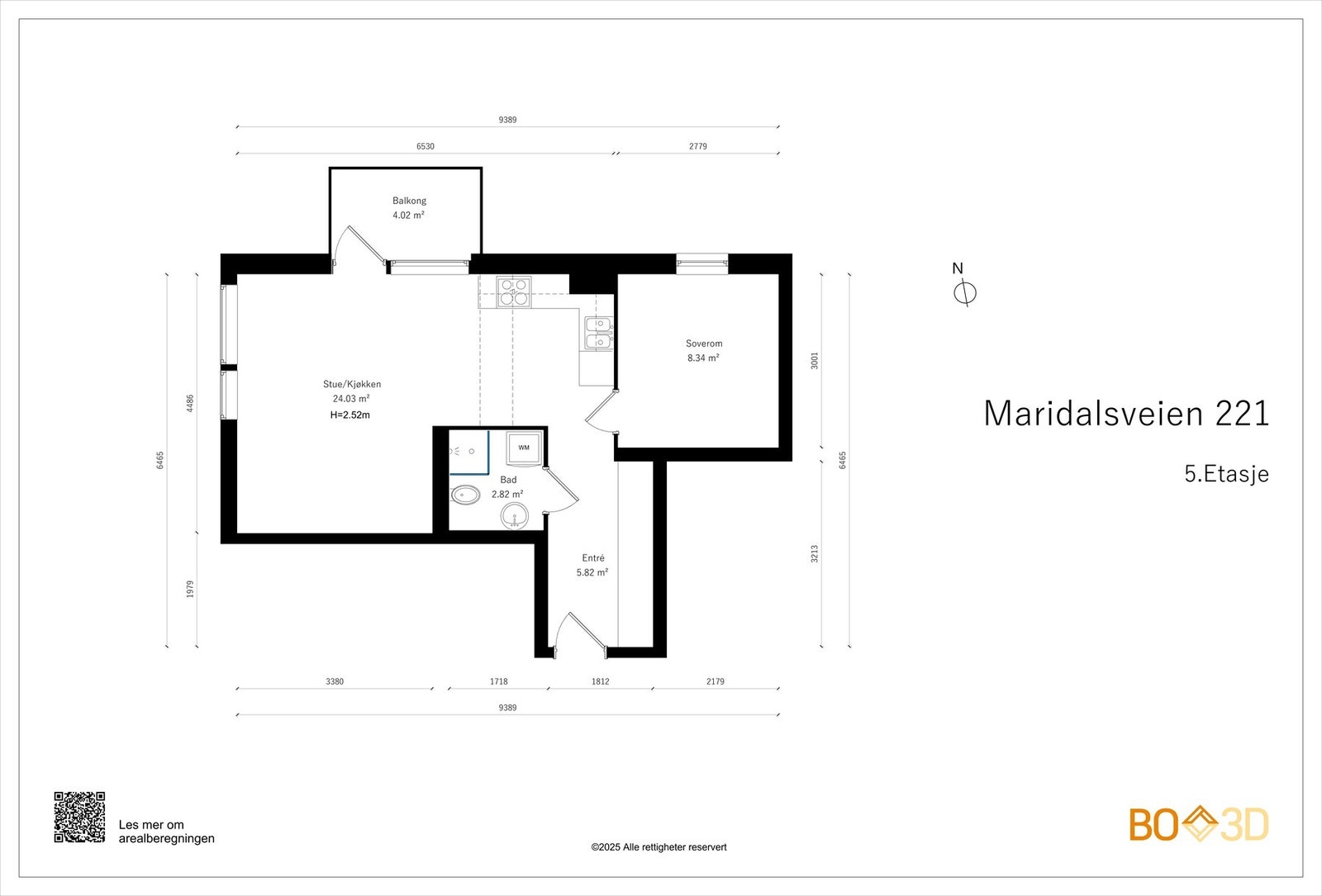 Leiligheten har en praktisk planløsning med luftige og gode rom. I tillegg disponeres det en kjellerbod på 6 m². Galleribilde