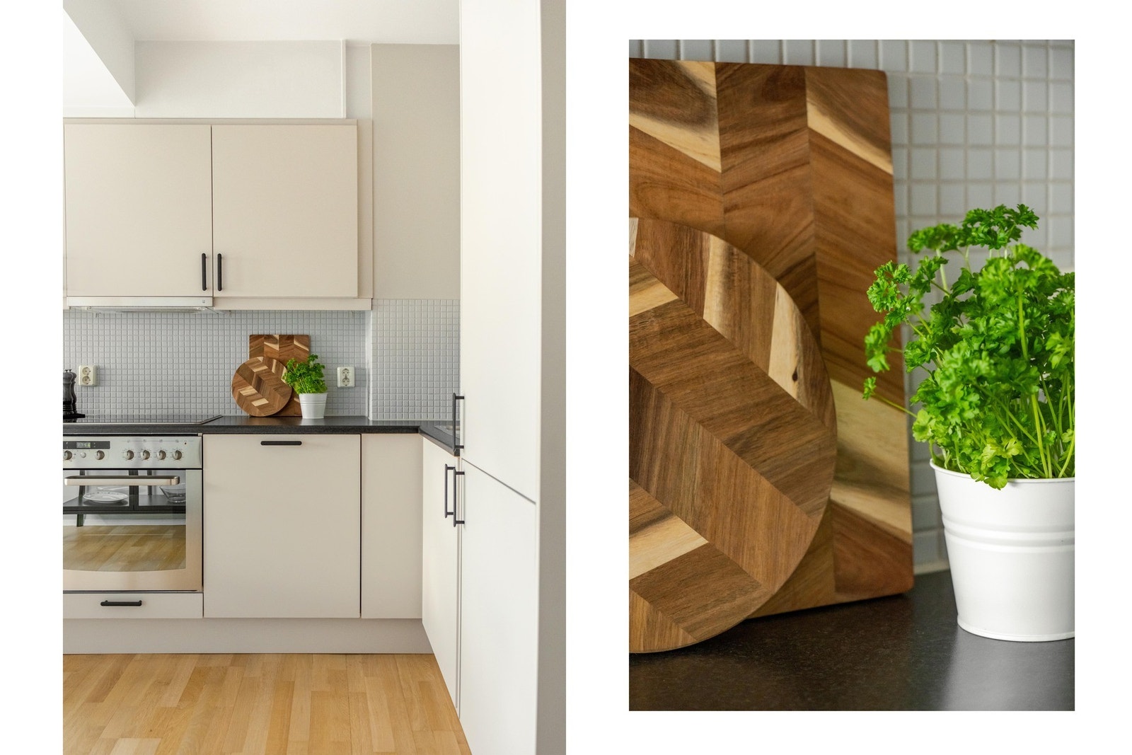 I 2023 ble kjøkkenet fornyet med nye fronter og håndtak. Galleribilde