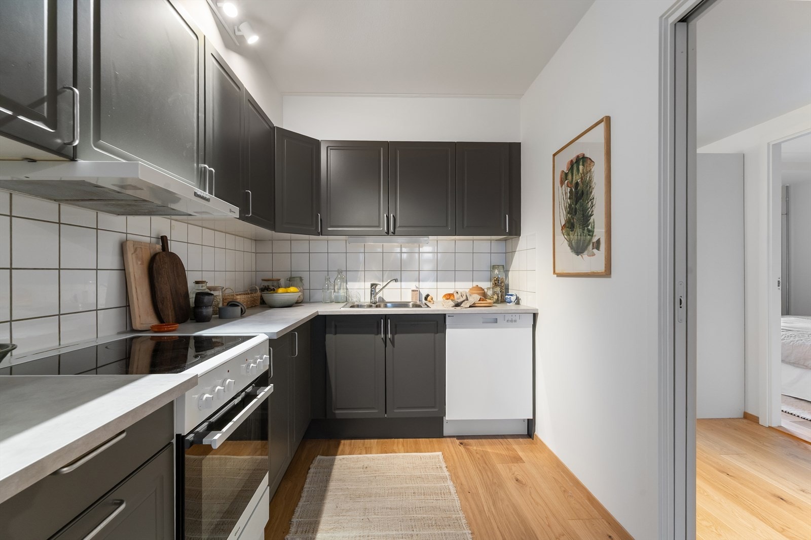 Komfyr, kjøleskap og oppvaskmaskin medfølger handelen Galleribilde