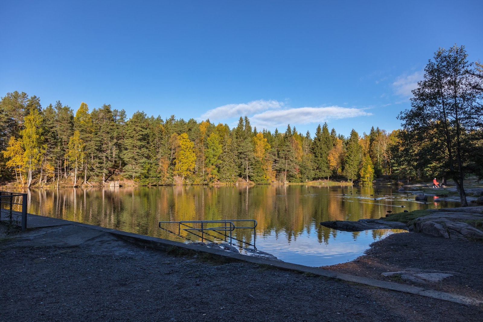 Badedammen er en populær badeplass på Grorud med sand og mudderbunn. Galleribilde