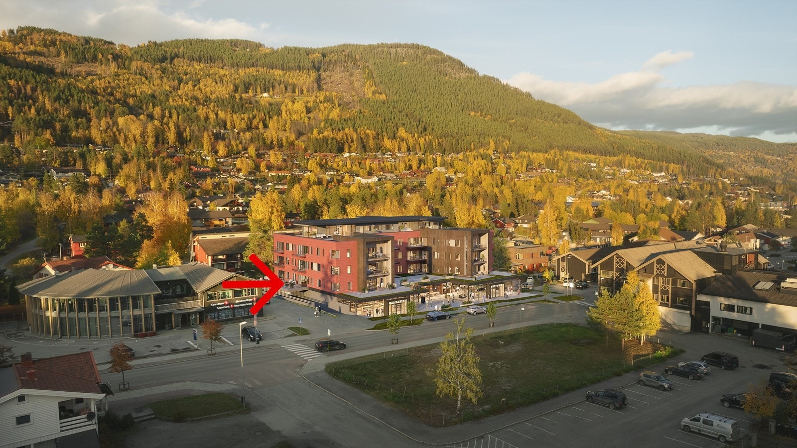 Velkommen til Atrium 73 på Gol og denne leiligheten som ligger i 2. etg med sto terrasse som vender mot vest. Galleribilde