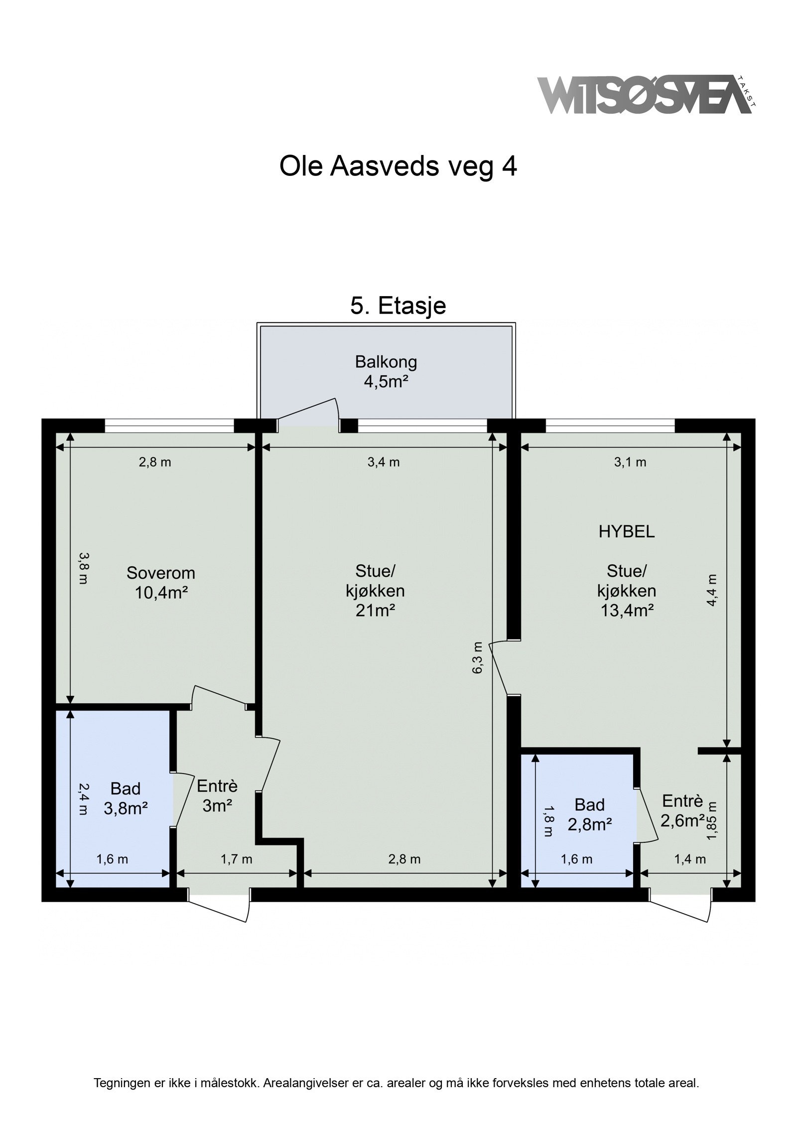 Planskisse 5. etg fra takstmann. Galleribilde