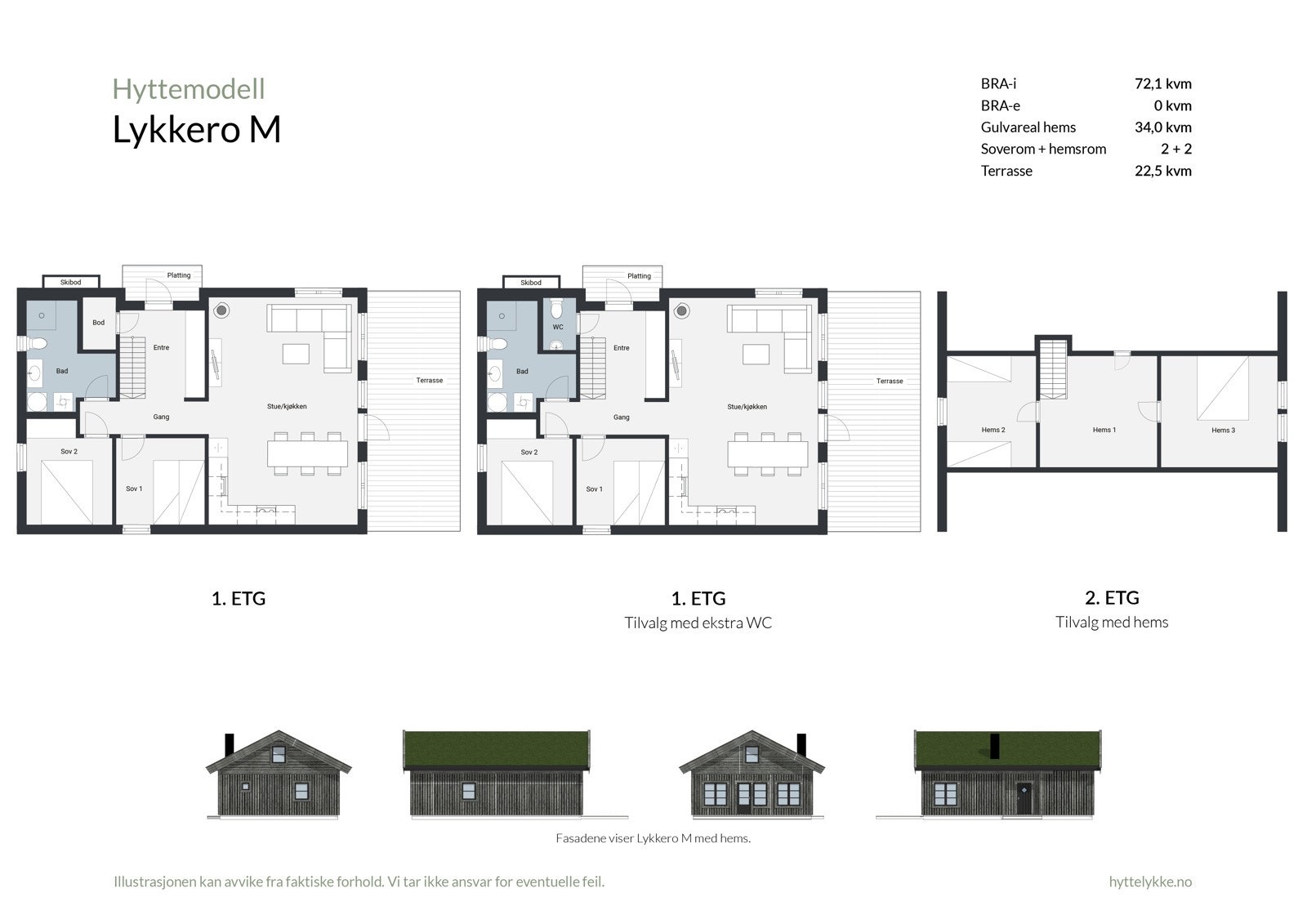 Plantegning - Lykkero M har mulighet for hems som tilvalg som gjør den enda mer innholdsrik. Galleribilde