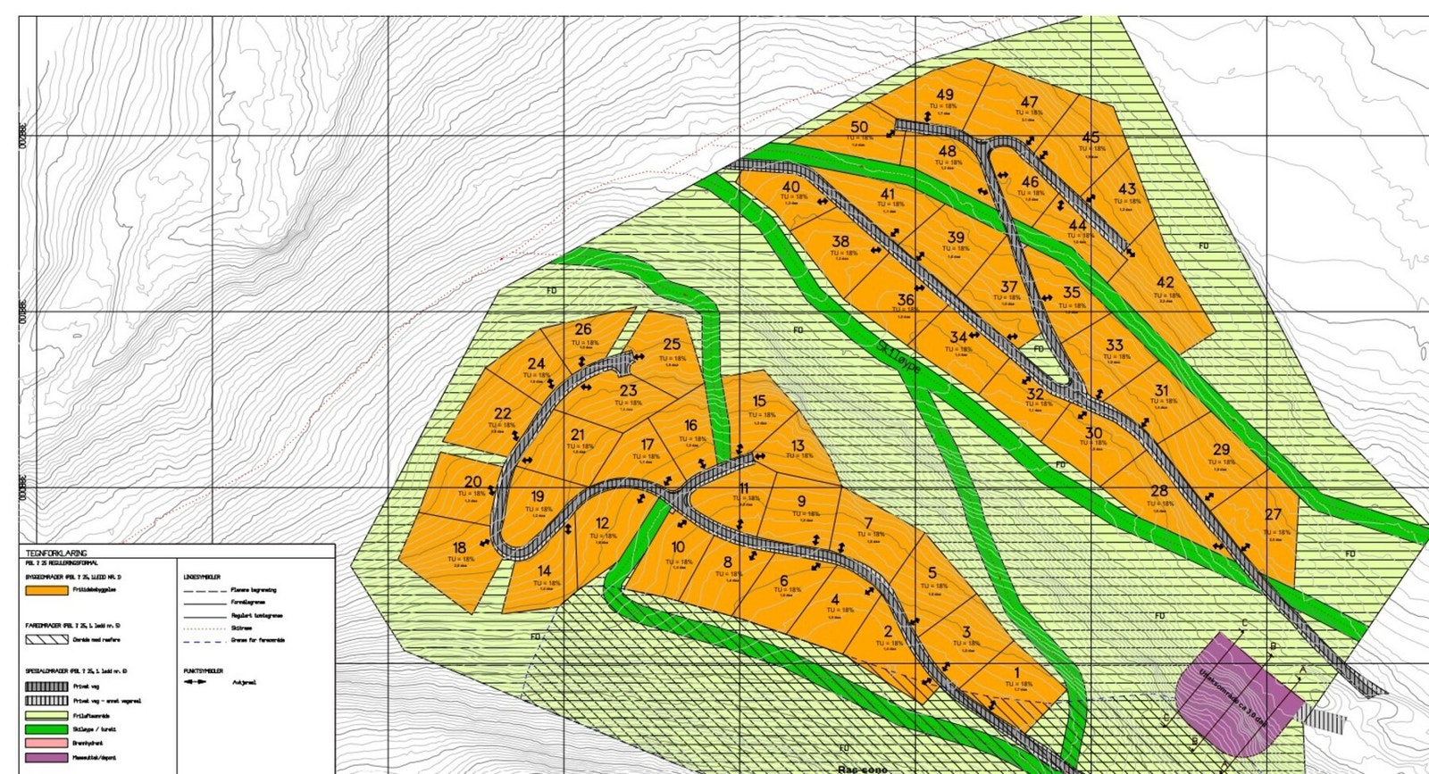 Tomtekart Hestknappen. I annonsen er tomt 19 priset som et forslag. Hytta kan også bygges på andre tomter i feltet. Galleribilde