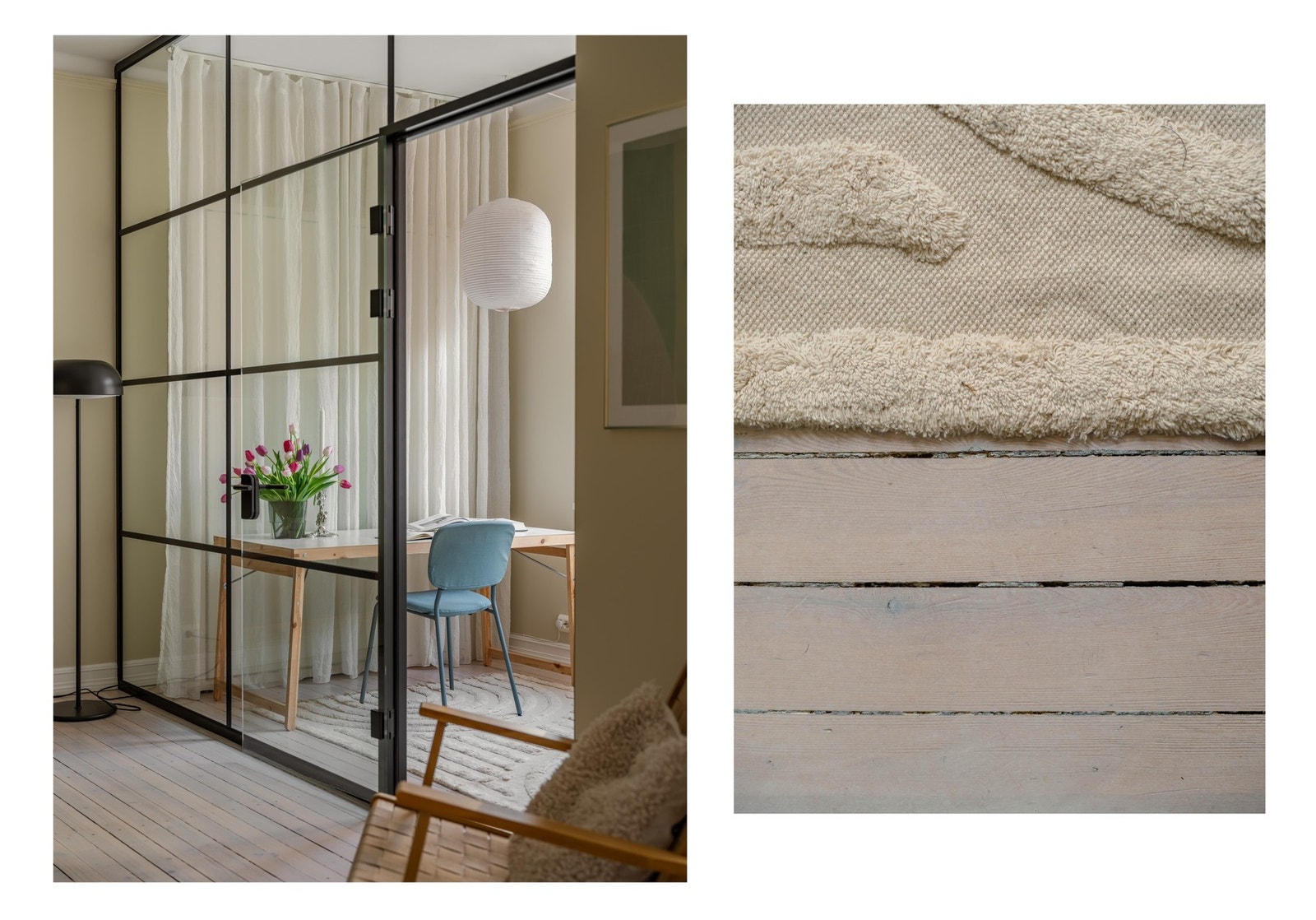 De klassiske detaljene er å finne også på gulvet. Originale tregulv, der altså. Galleribilde