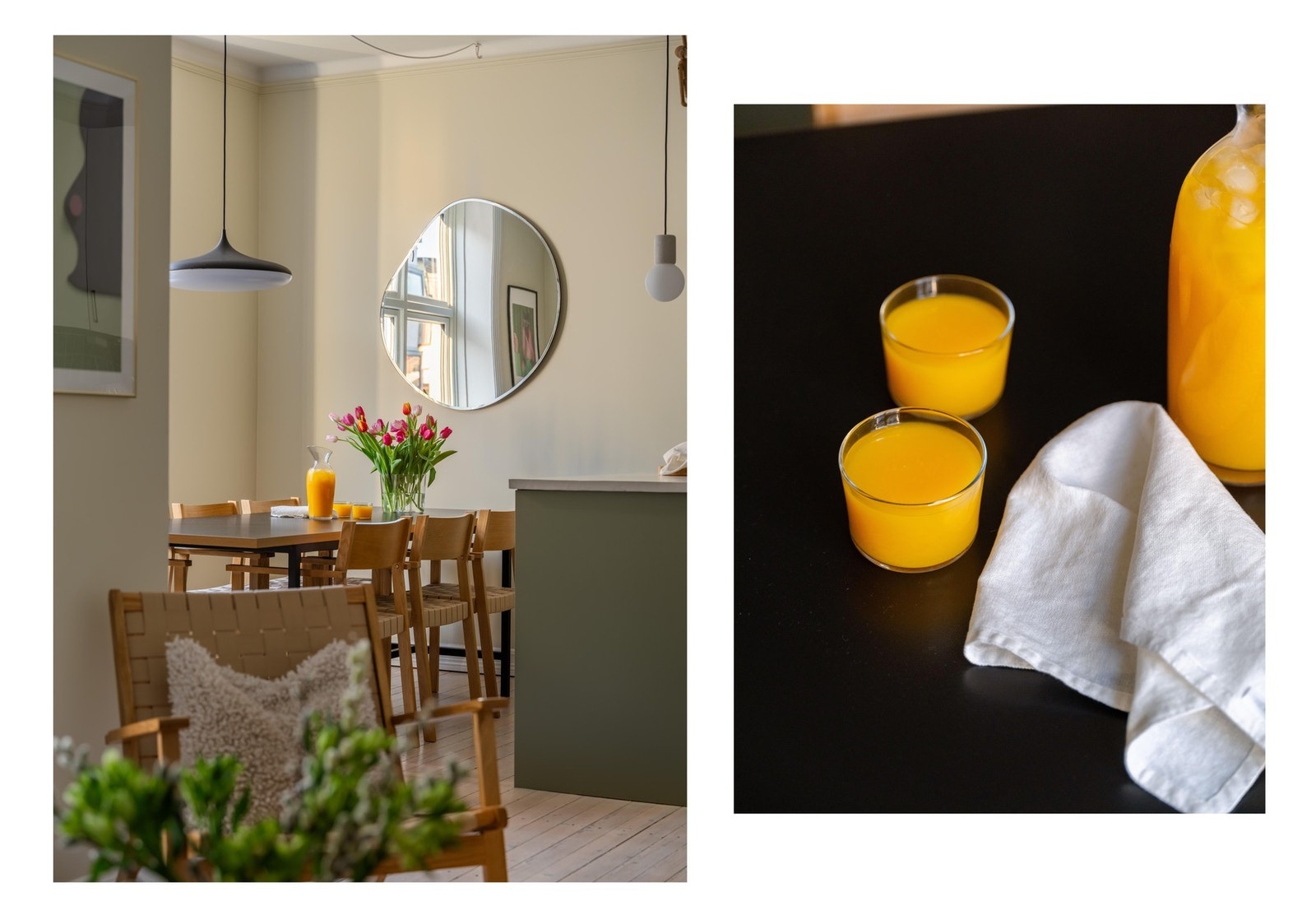 Oppholdsrommet er delt inn i to soner, en sone til spiseplass og den andre til salong. Vi starter med førstnevnte. Galleribilde