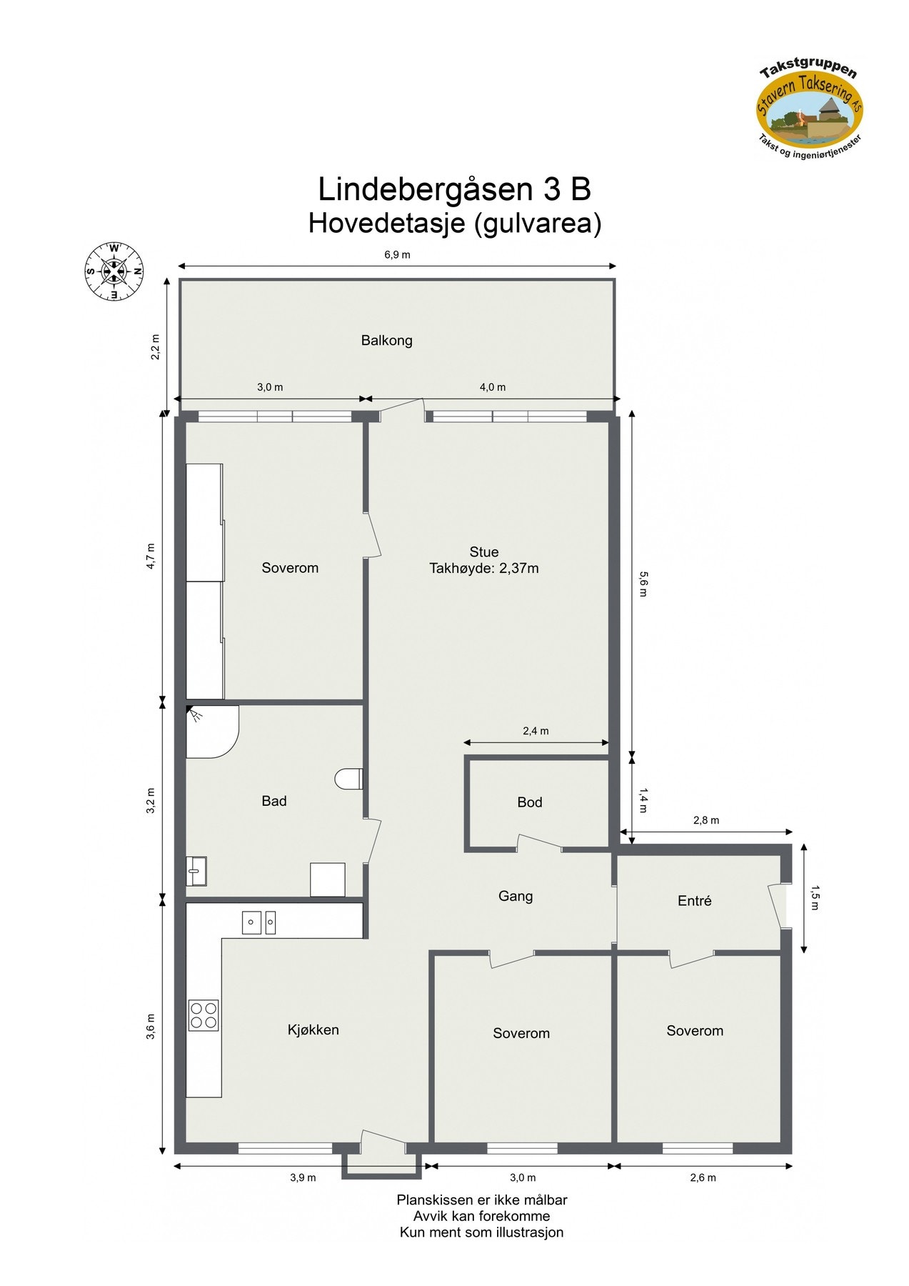 Oppmålt planløsning Galleribilde