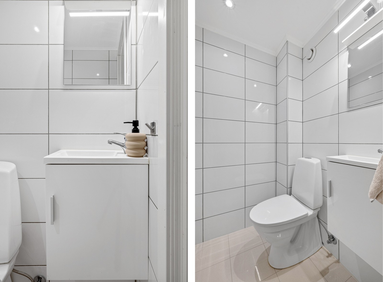 Toalettrommet ligger vegg i vegg med badet, og ble også pusset opp i 2023 av fagfolk. Galleribilde