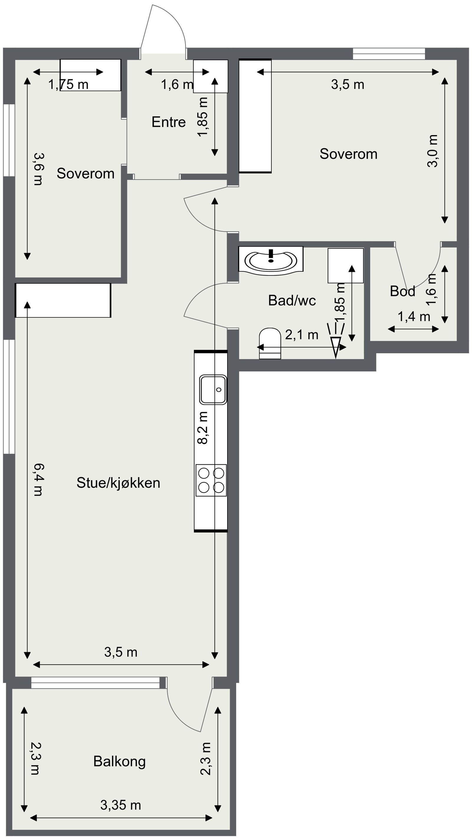 Plantegning med mål Galleribilde