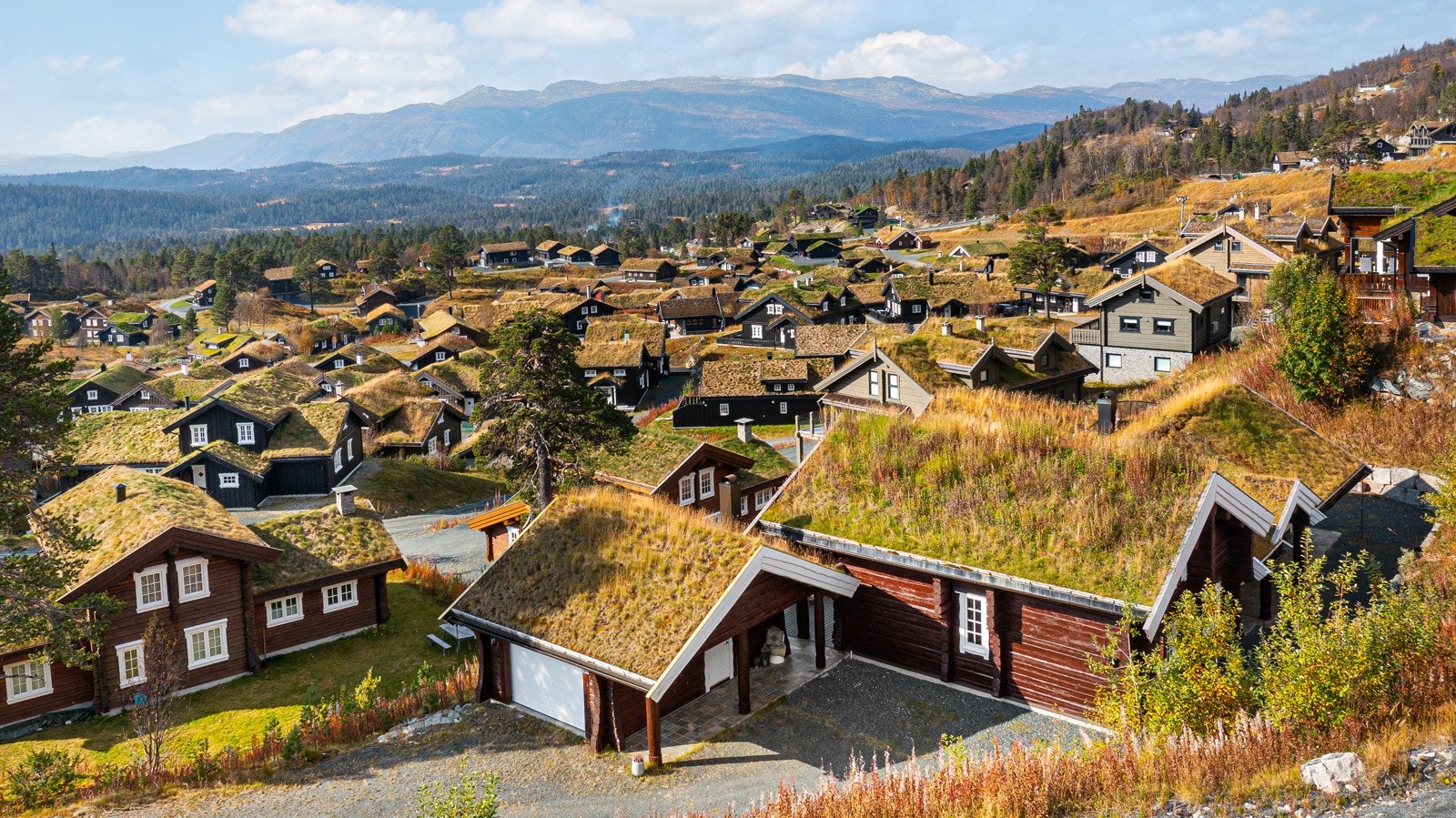 Hytta er meget gjennomført med tidsmessige fargevalg og materialer Galleribilde