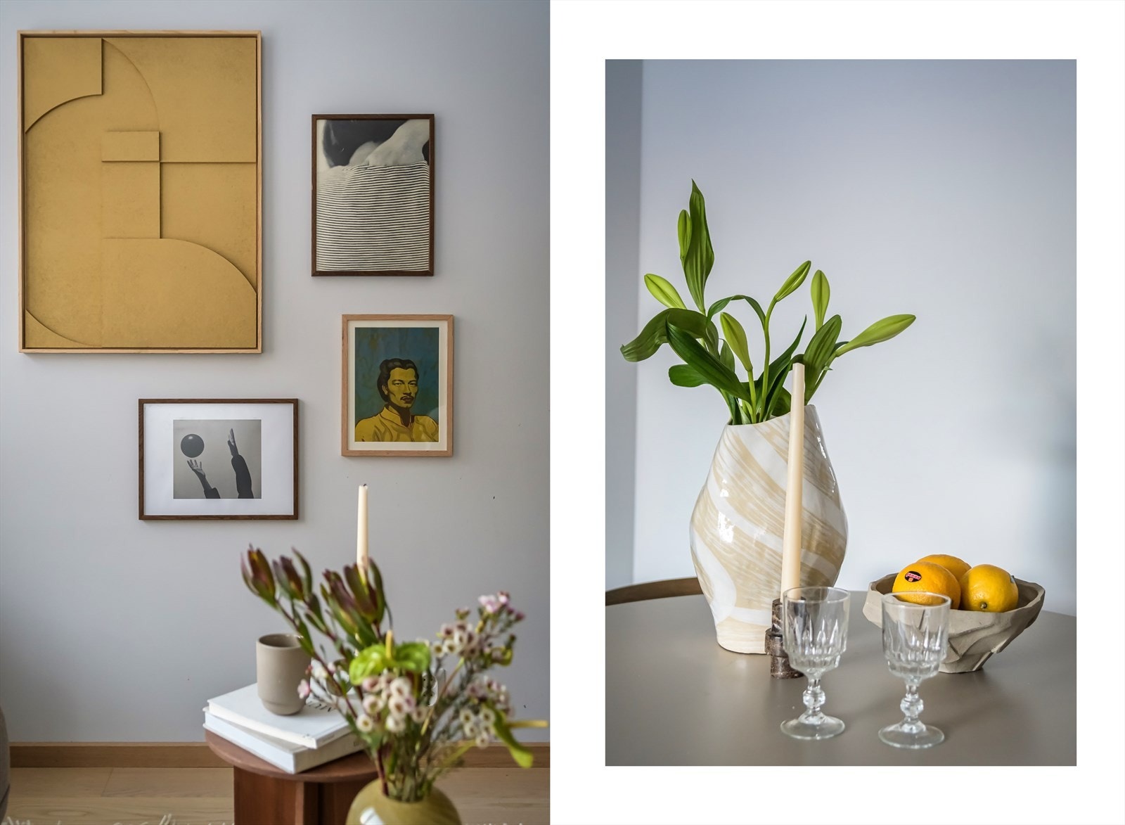 Veggflater malt i en moderne fargepalett. Galleribilde