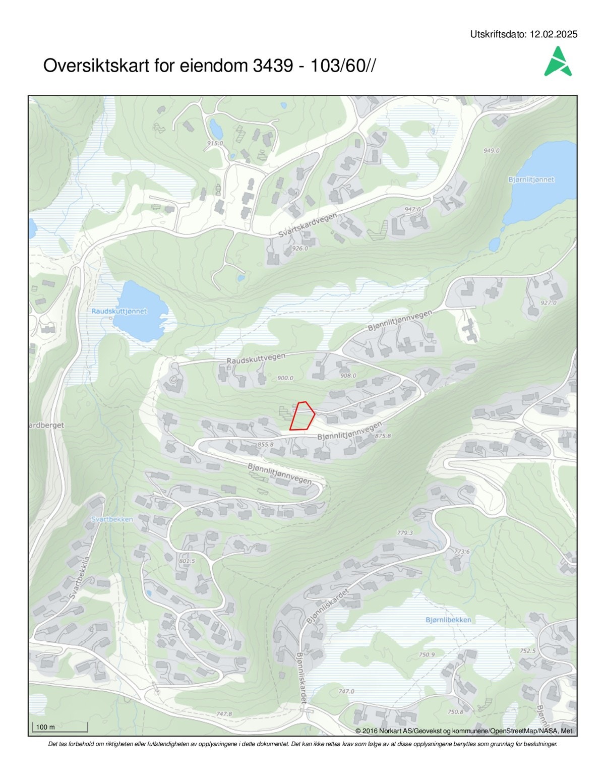 Oversiktskart - Bjønnlitjønnvegen 80 Galleribilde