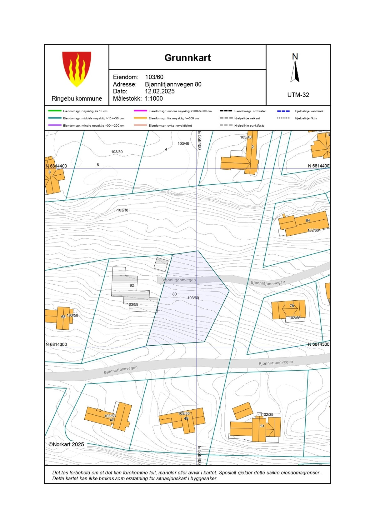 Grunnkart - Bjønnlitjønnvegen 80 Galleribilde