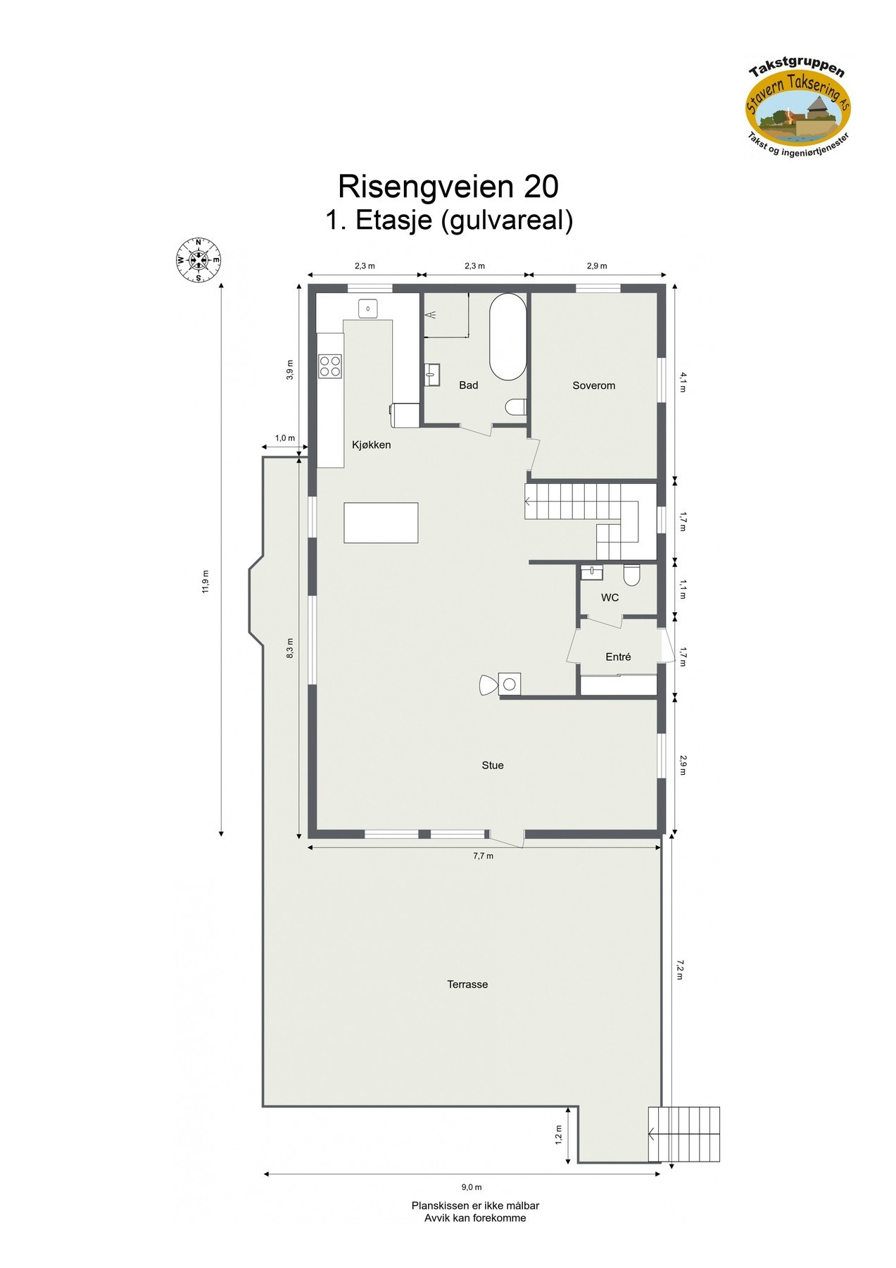 Målsatt plantegning. Galleribilde