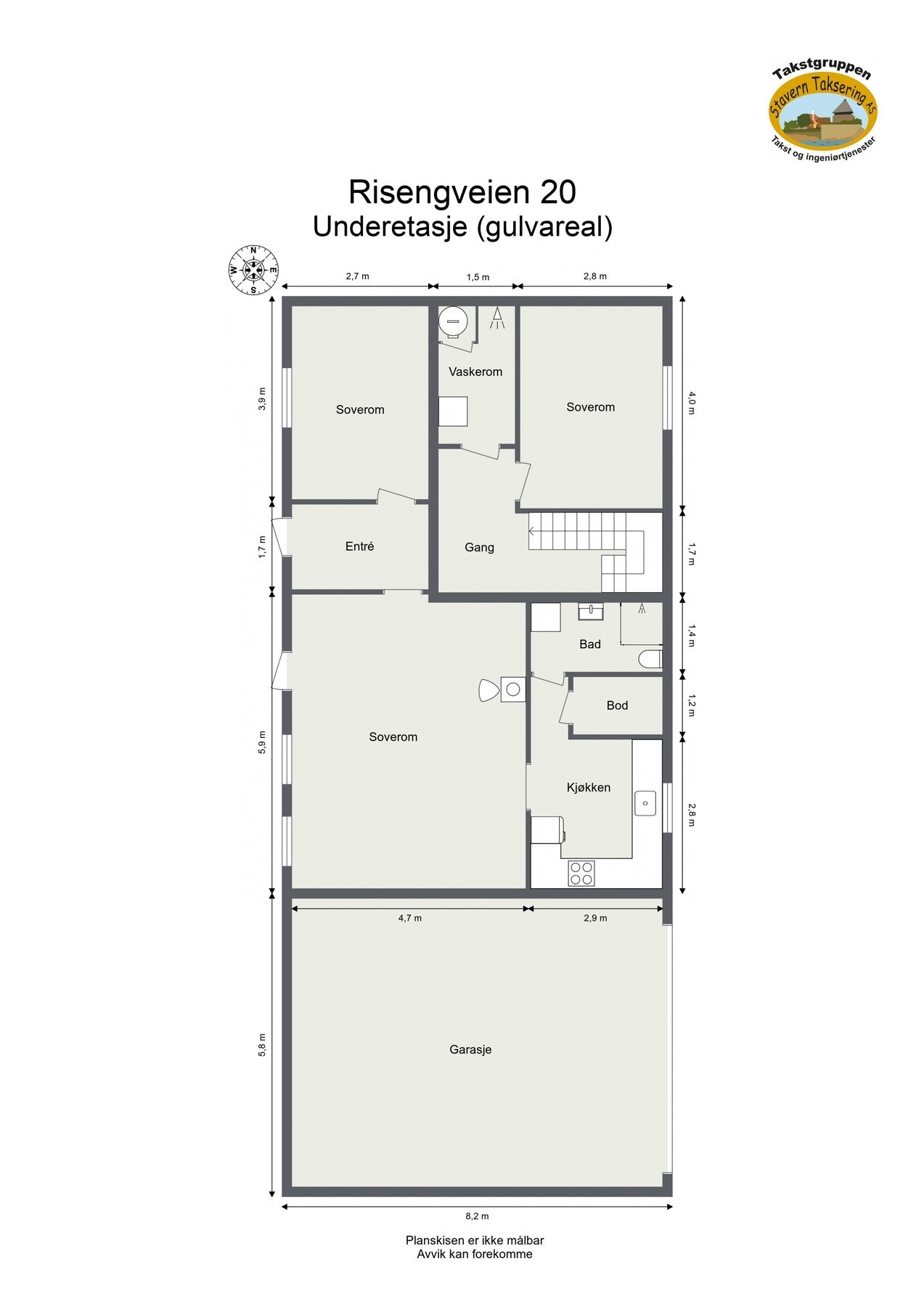 Målsatt plantegning. Galleribilde