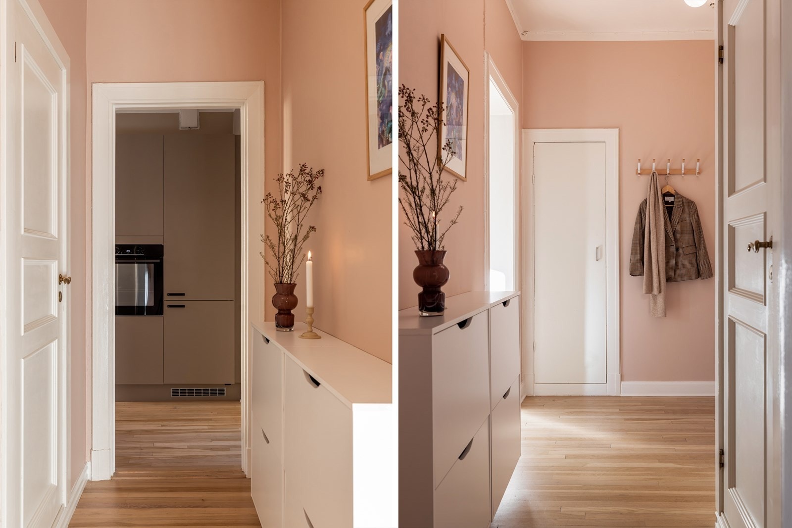 Svært innbydende entré med god plass til oppheng av yttertøy og plassering av sko Galleribilde