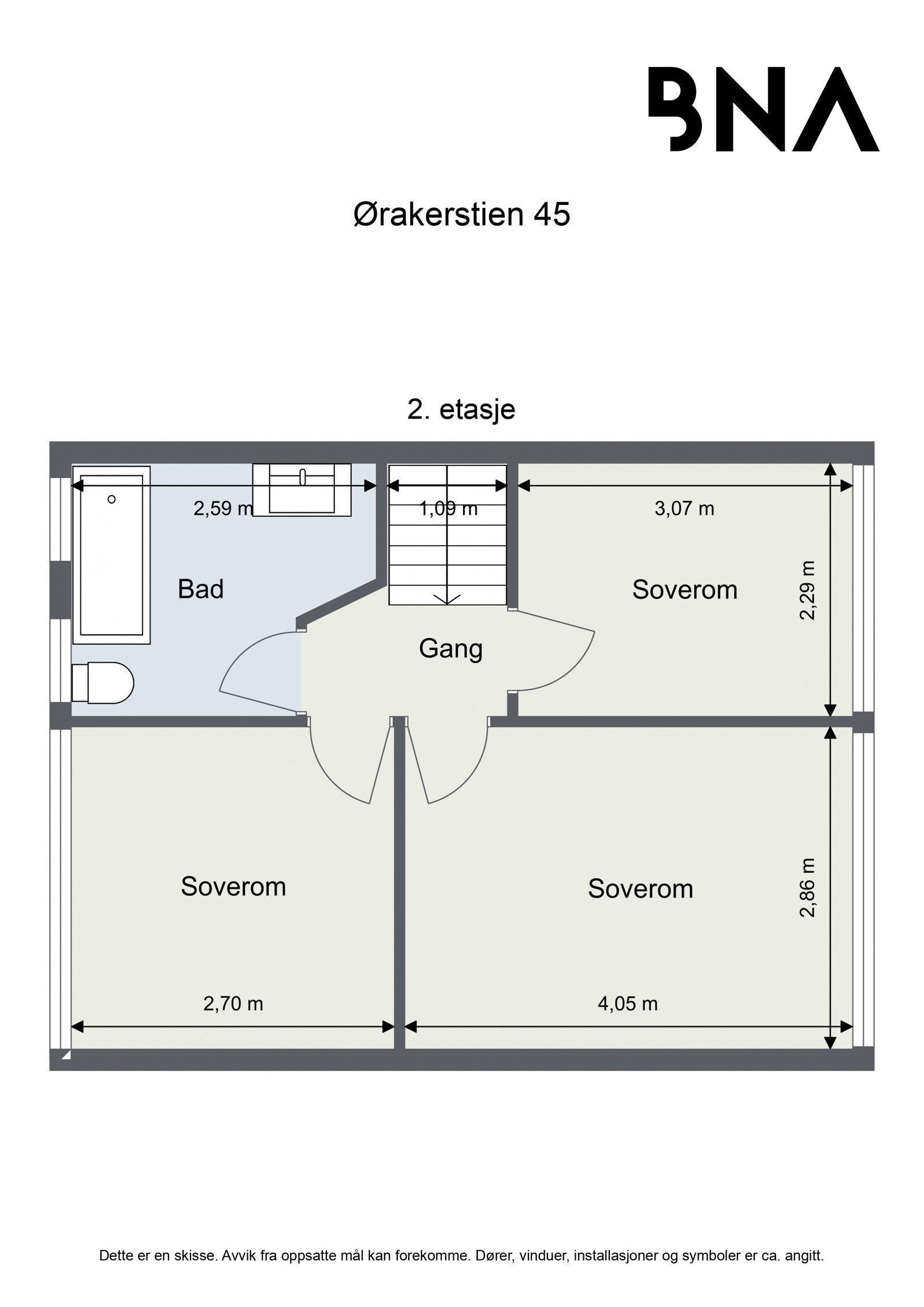 Planskisse - Ørakerstien 45 - 2. etasje Galleribilde