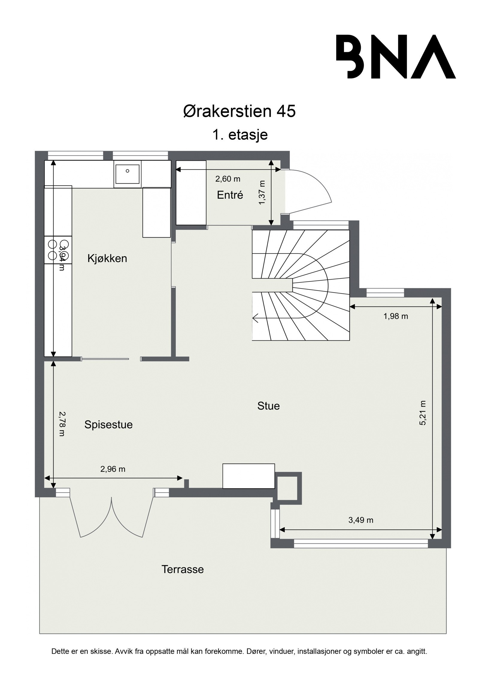 Planskisse - Ørakerstien 45 - 1. etasje Galleribilde