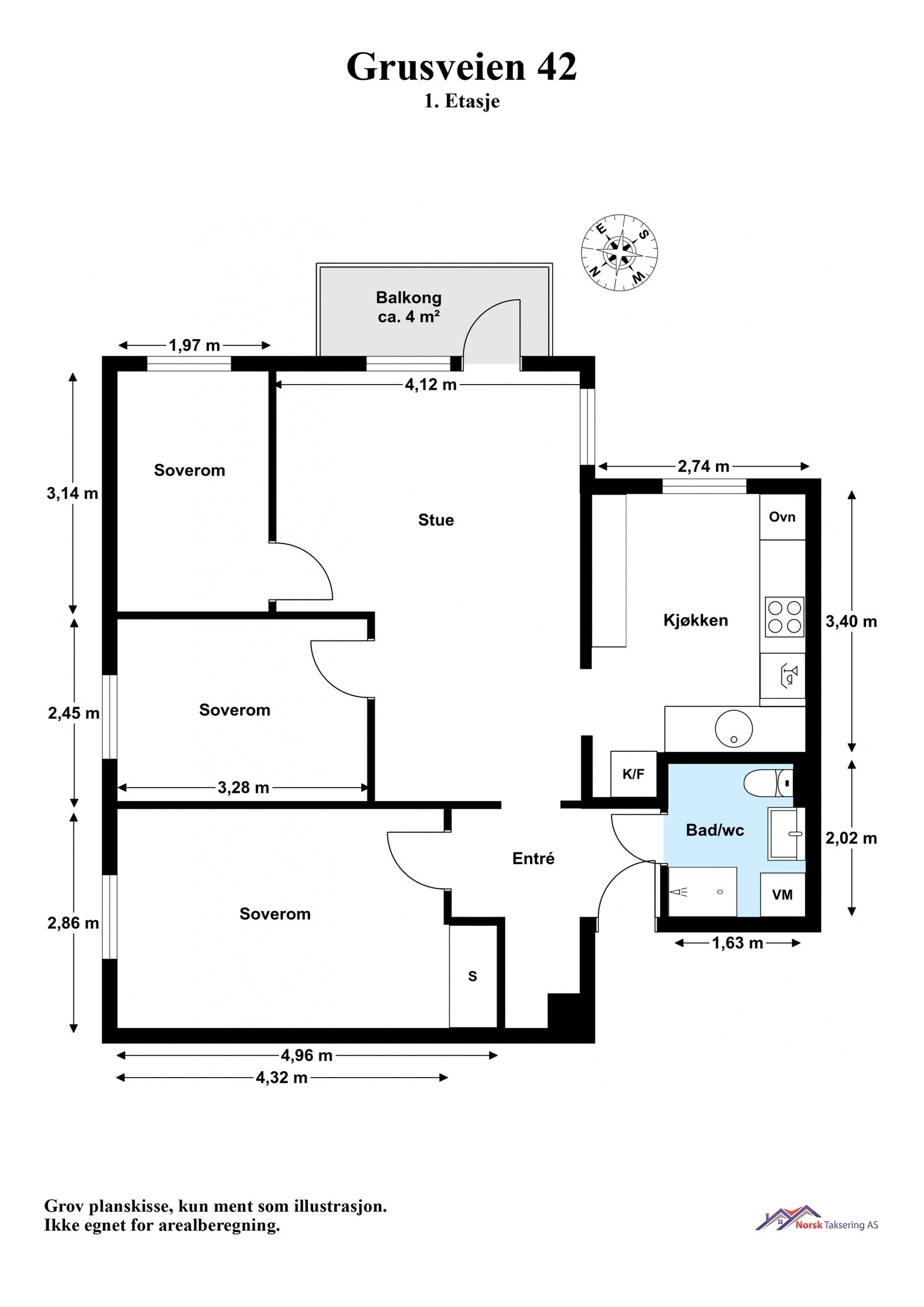 Enkel adkomst i høy 1. etg. Med boligen følger en loftsbod på ca. 3,3 m² og kjellerbod på ca. 3,4 m² Galleribilde