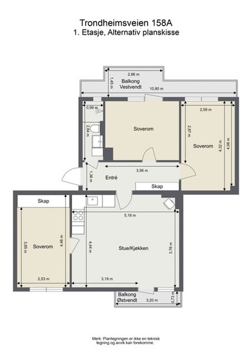 Alternativ planløsning - mulighet for å etablere ekstra soverom. Galleribilde