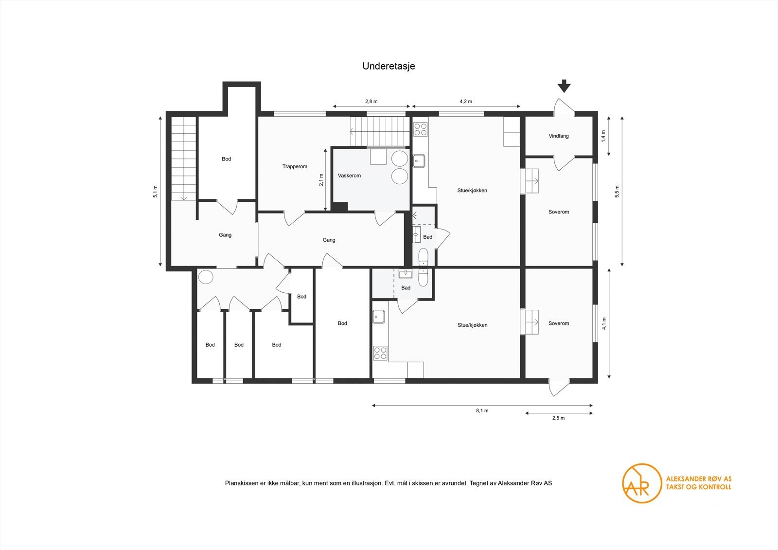 Plantegning underetasje Galleribilde