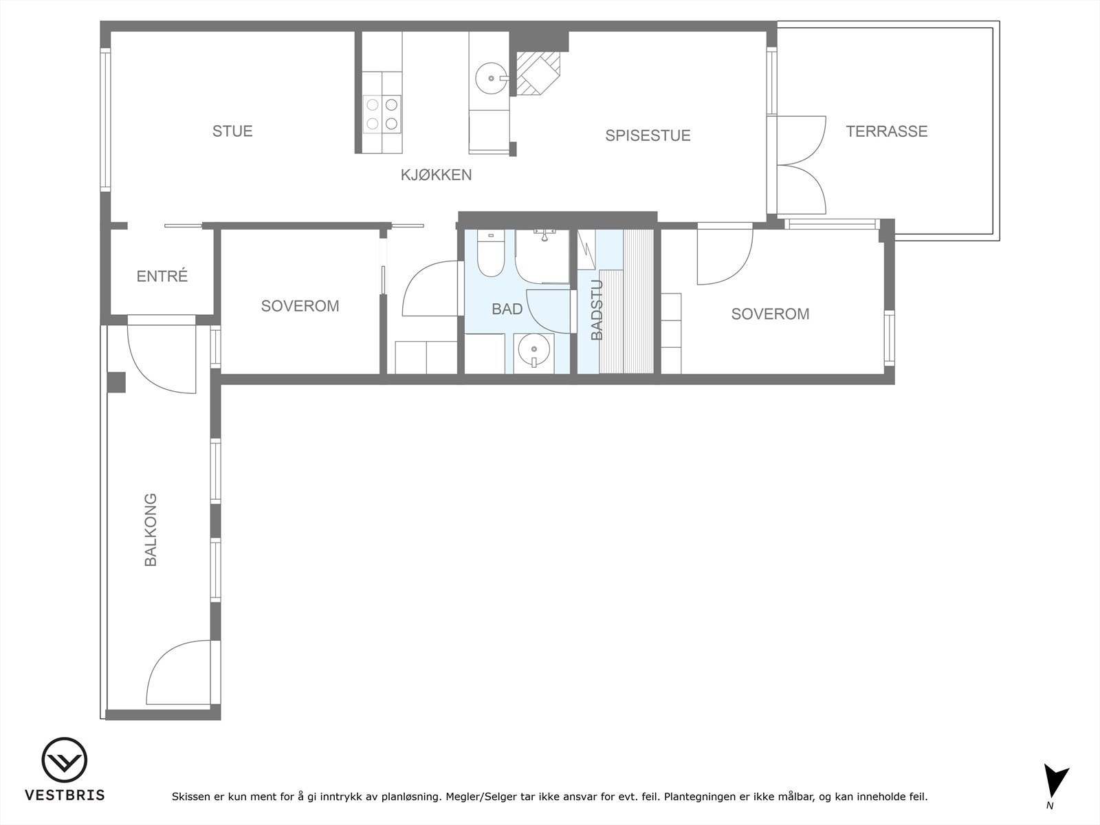 Planskisse - balkong ved entré er felles. Galleribilde